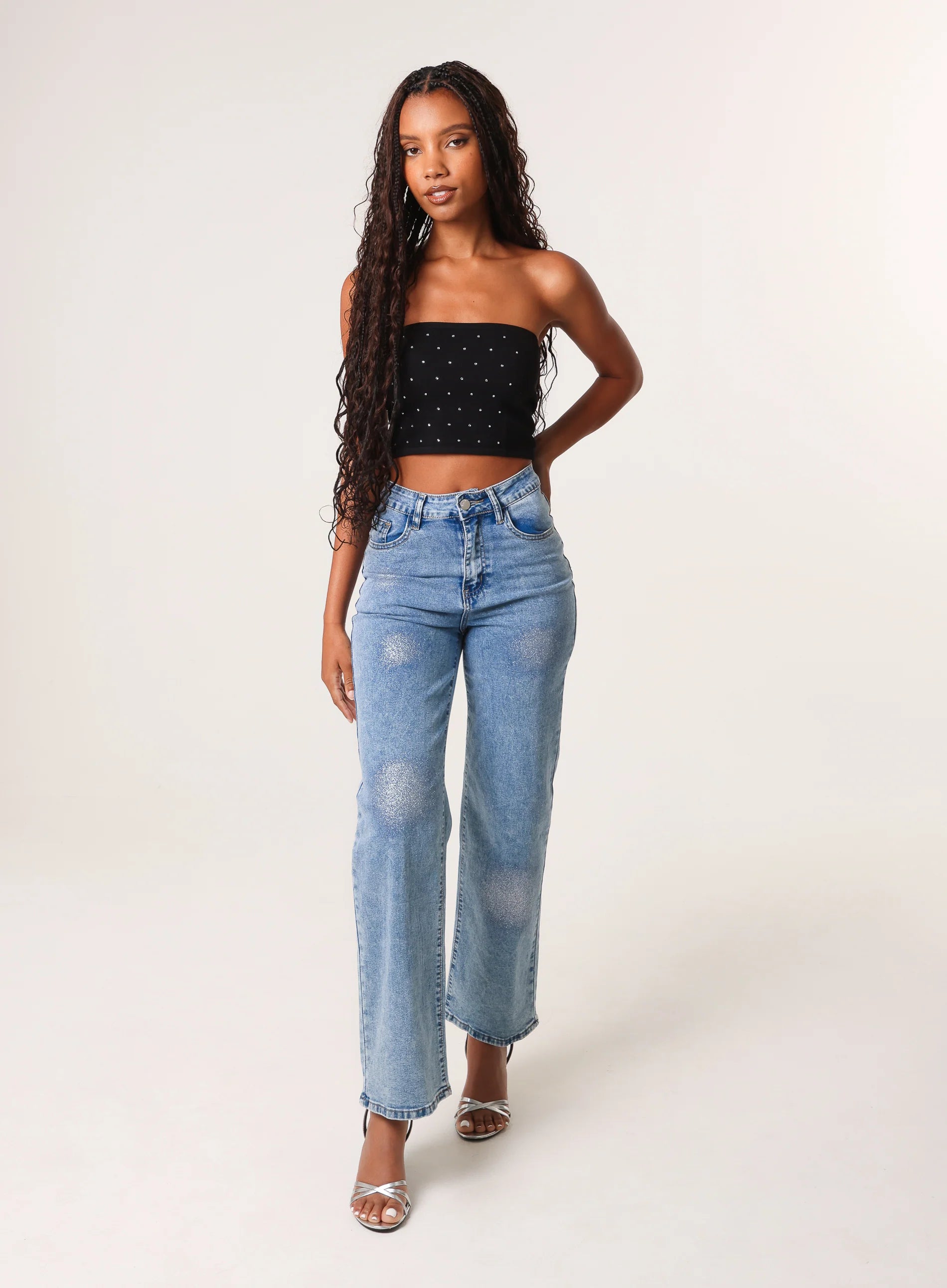 Diamante Bandeau Crop Top