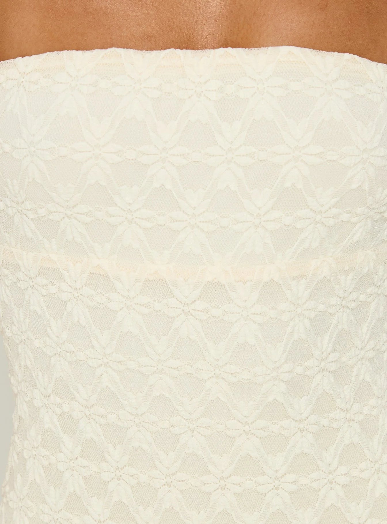 Aryela Strapless Textured Maxi Dress Cream
