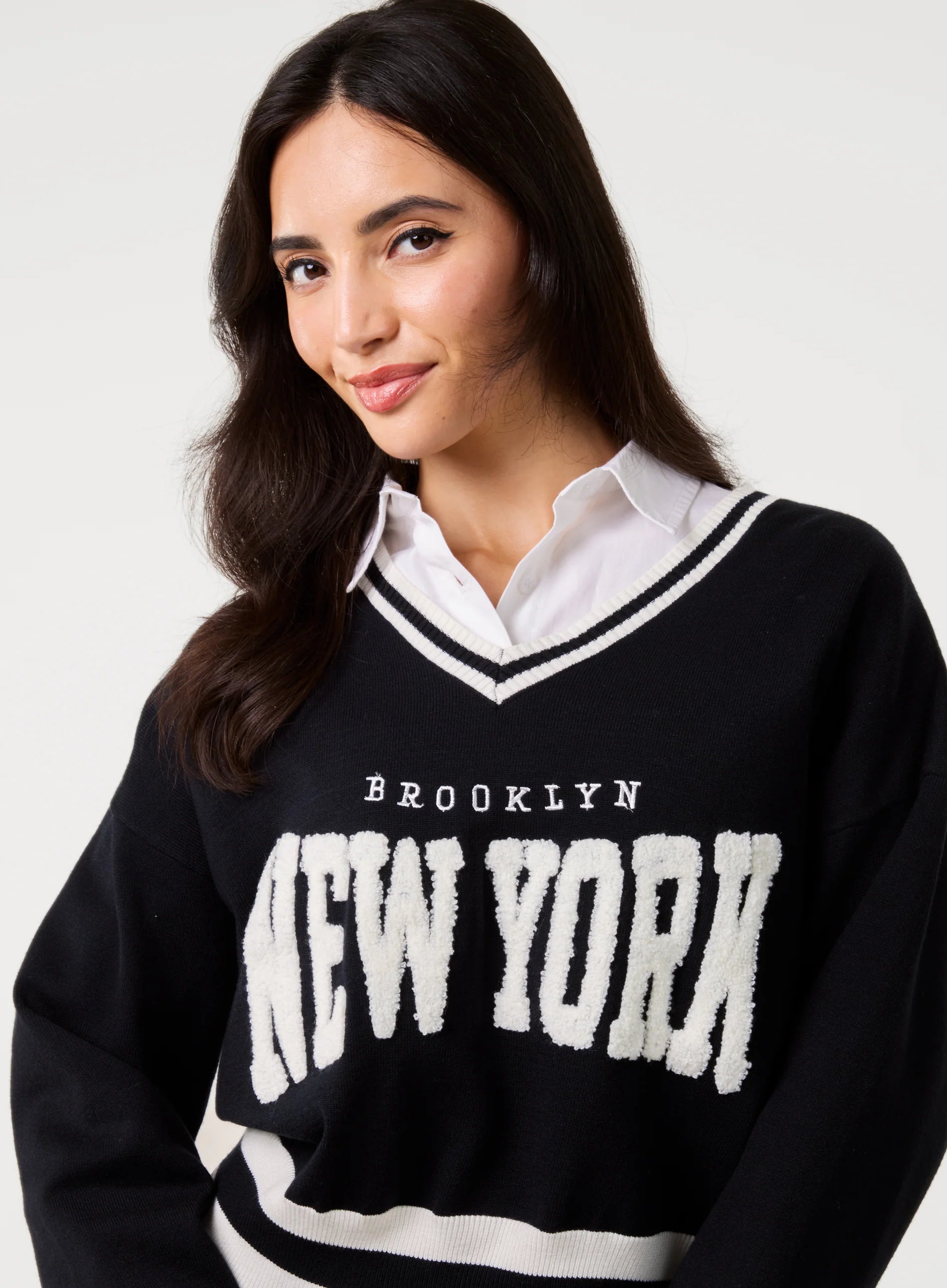 V Neck Varsity Sweatshirt