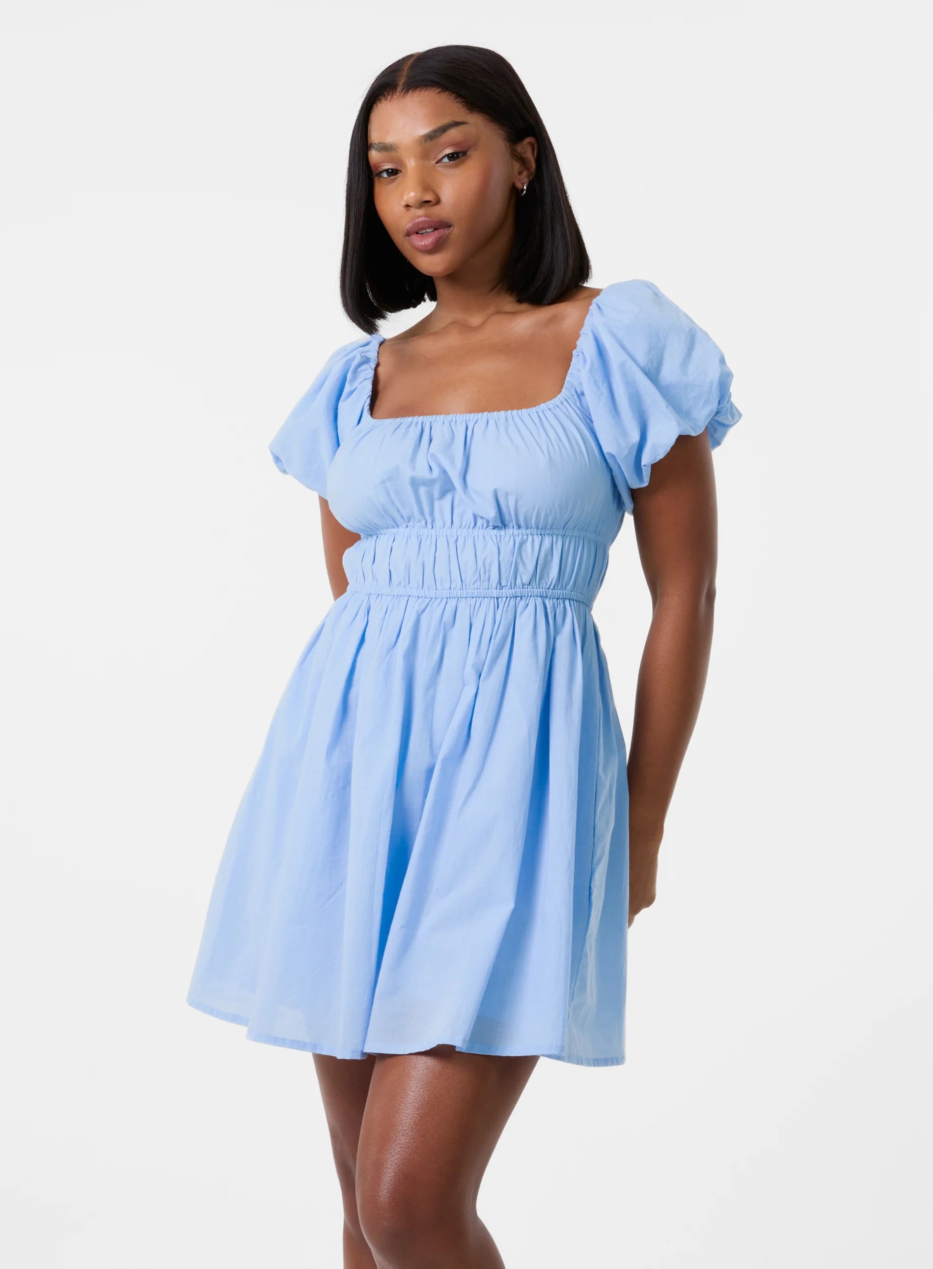 Puff Sleeve Mini Dress with Shorts