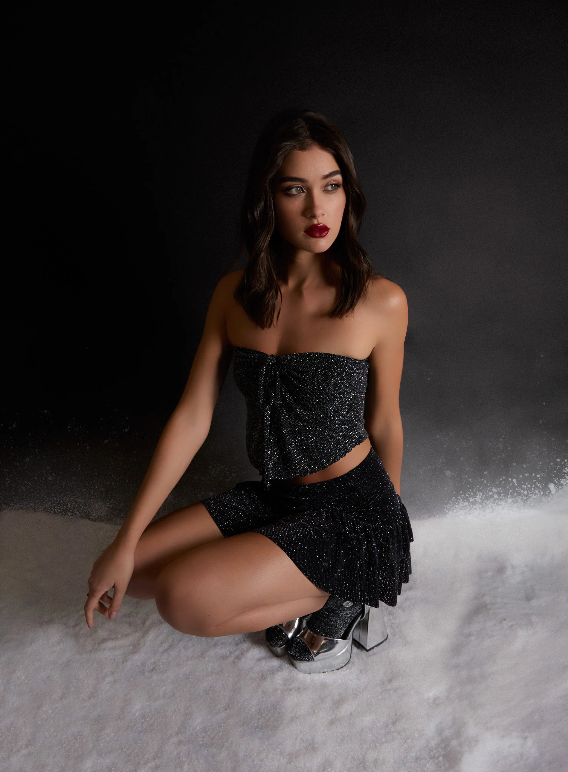 Glitter Key Hole Crop Top