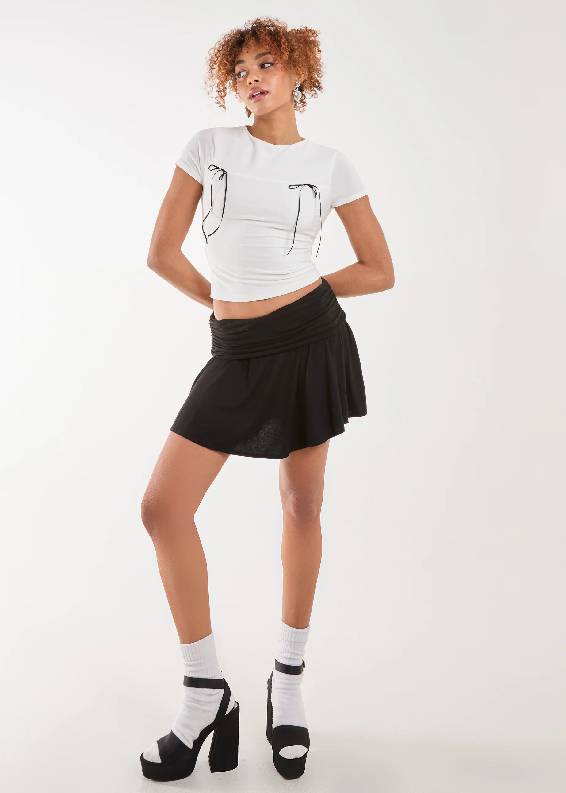 Double Fold Over Mini Skirt