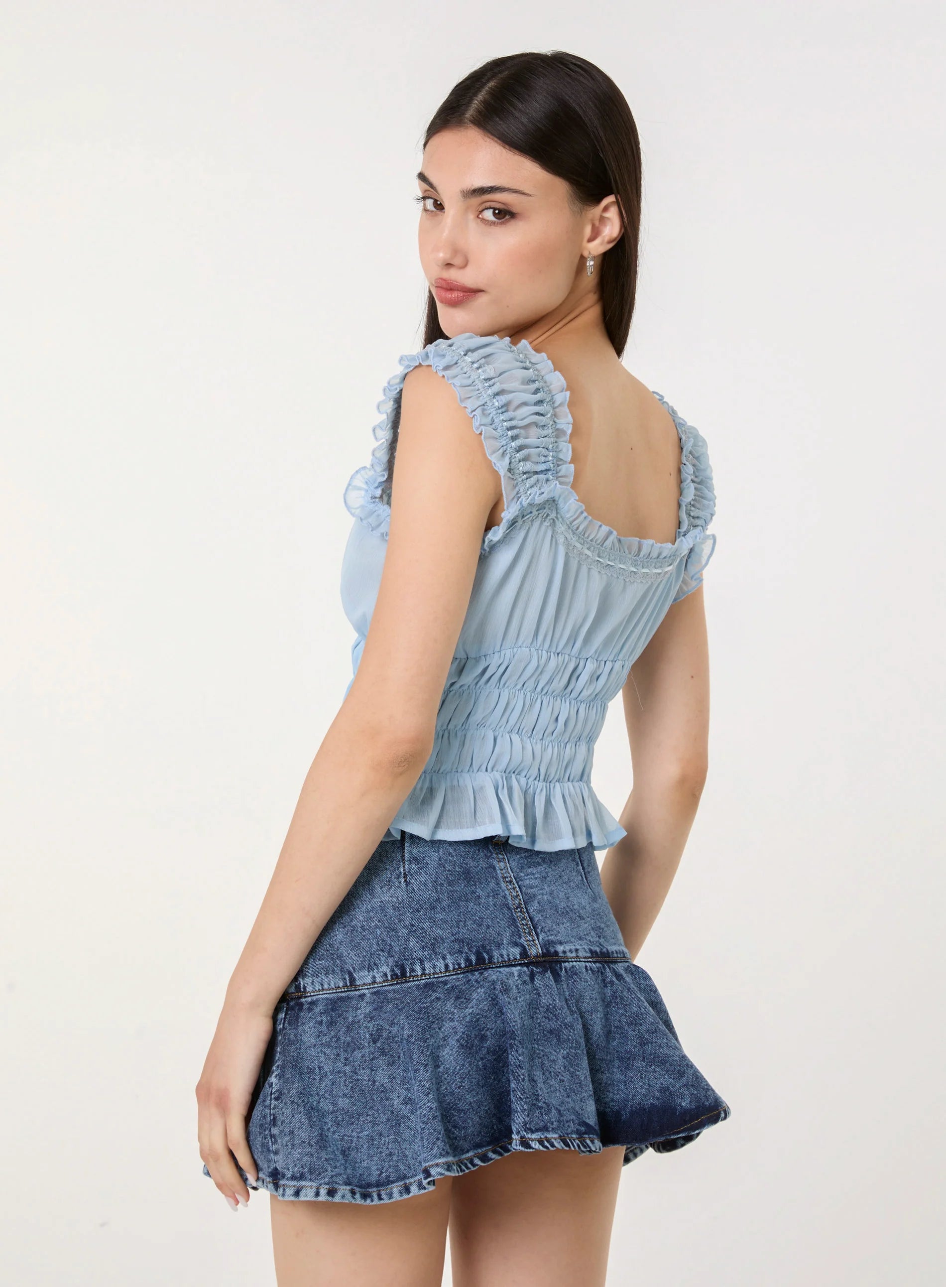 Ribbon Trim Milkmaid Top