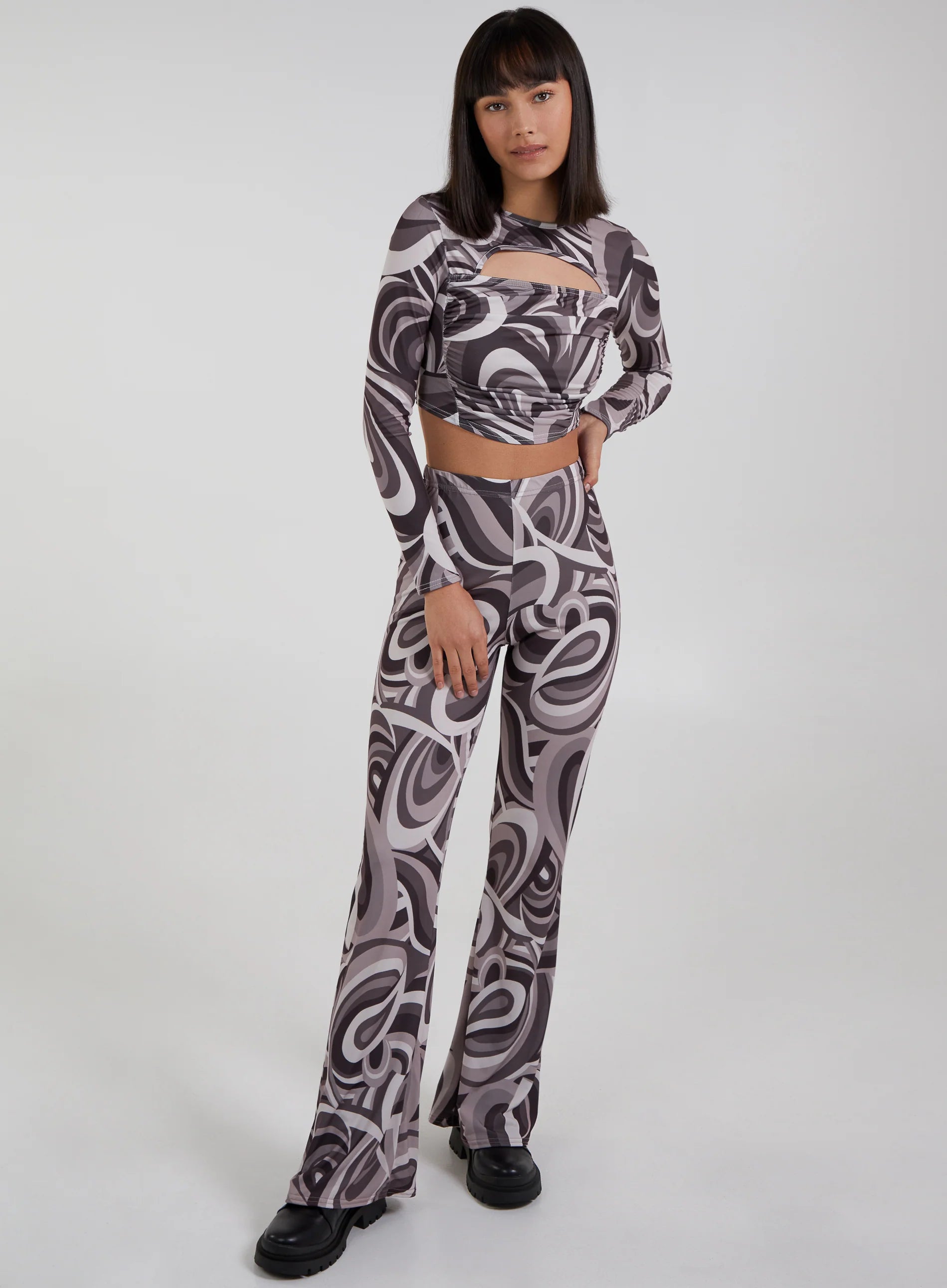 Swirl Print Cut Out Top