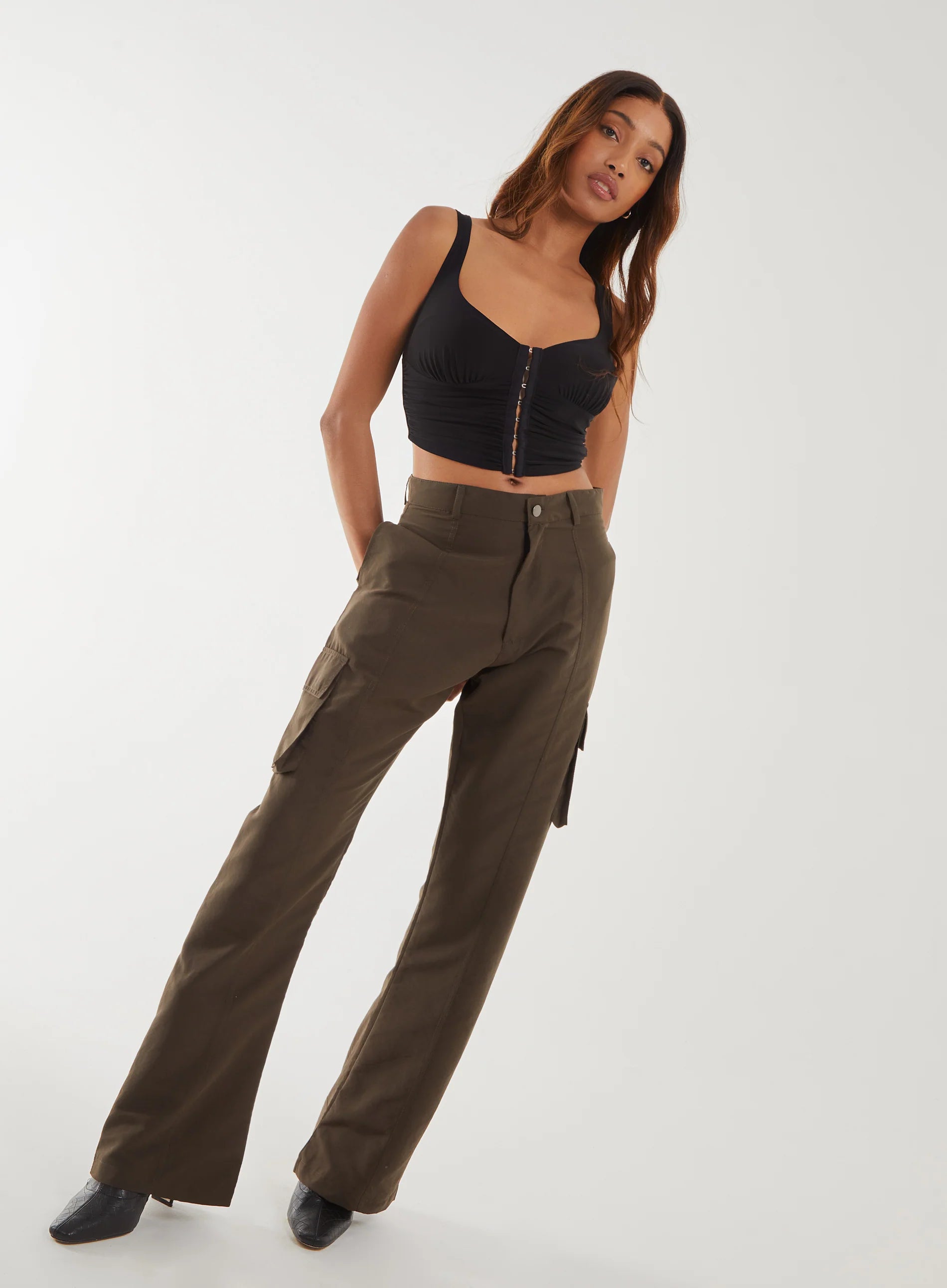 Eyelet Detail Corset Crop Top
