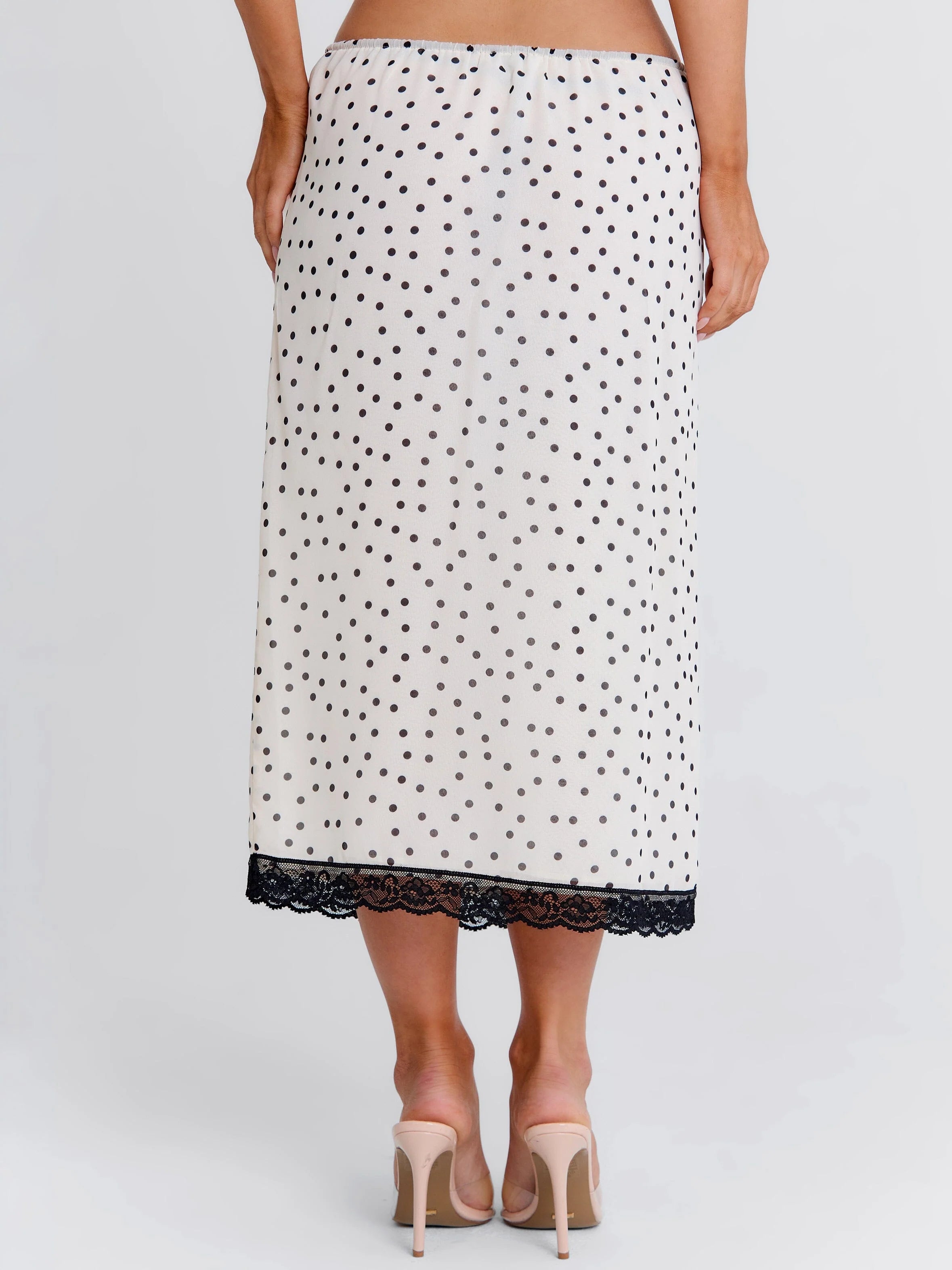 ELAINA MIDI SKIRT CREAM POLKA DOT