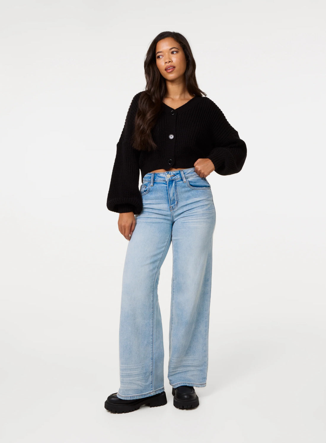 V Neck Three Button Cardigan