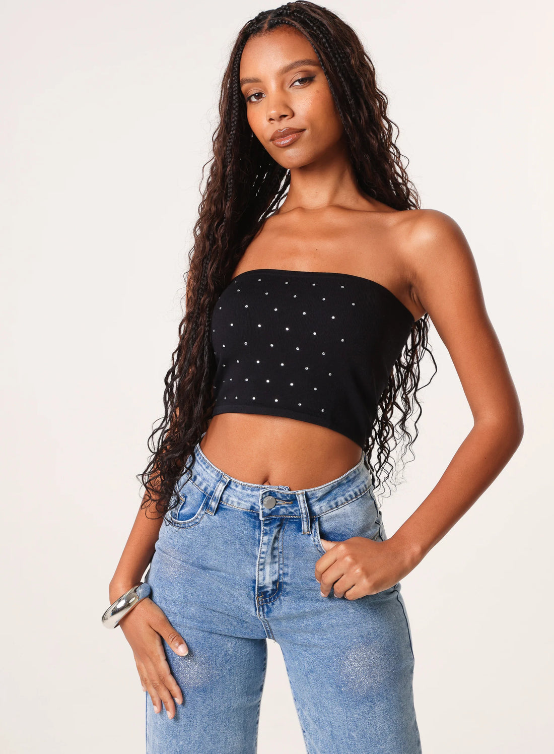 Diamante Bandeau Crop Top