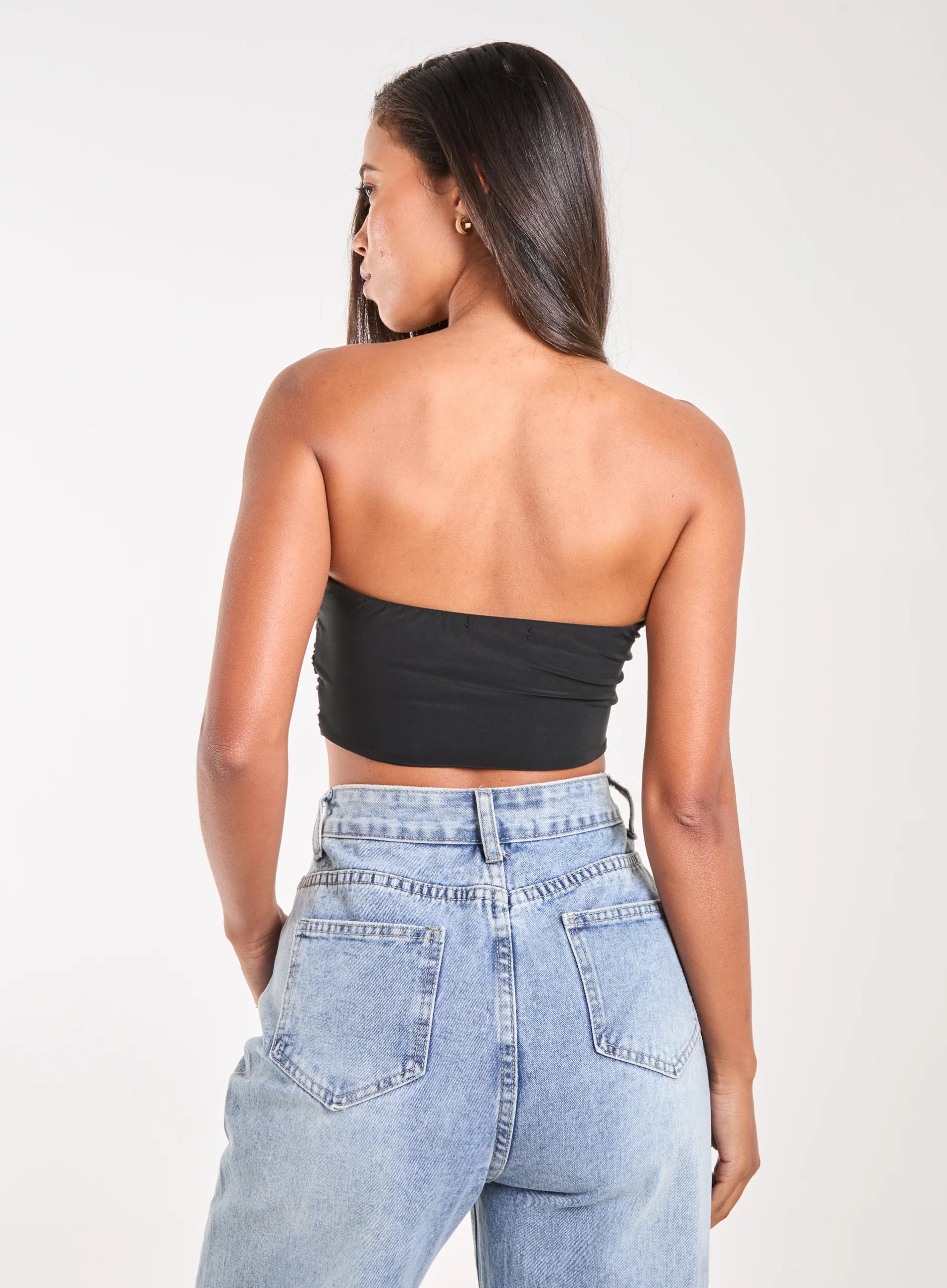 Bandeau Eyelet Detail Corset Top