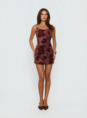 Emmalee Low Back Mini Dress Burgundy Burnout
