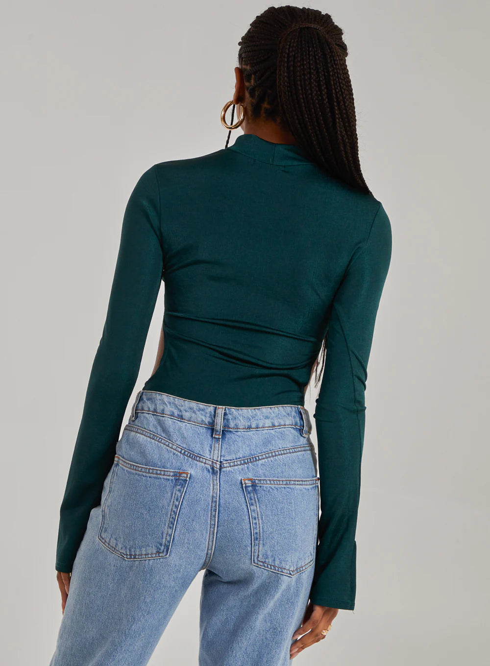 Slinky Cut Out Flare Sleeve Bodysuit