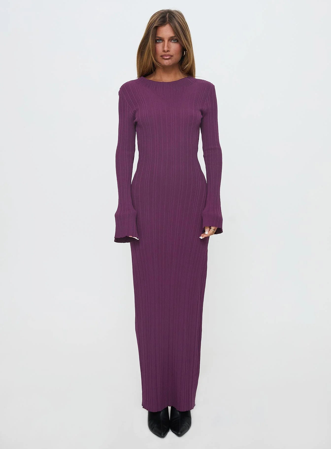 Tesley Long Sleeve Maxi Dress Burgundy