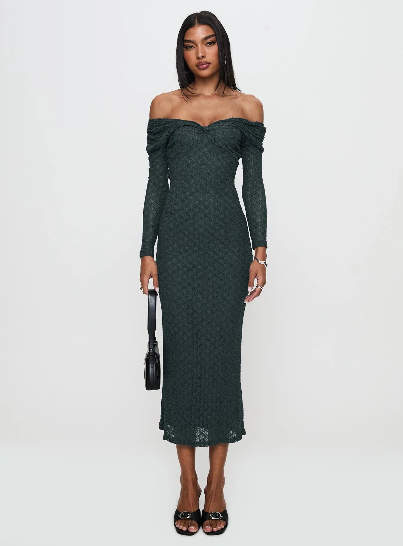Elexis Off The Shoulder Maxi Dress Blue