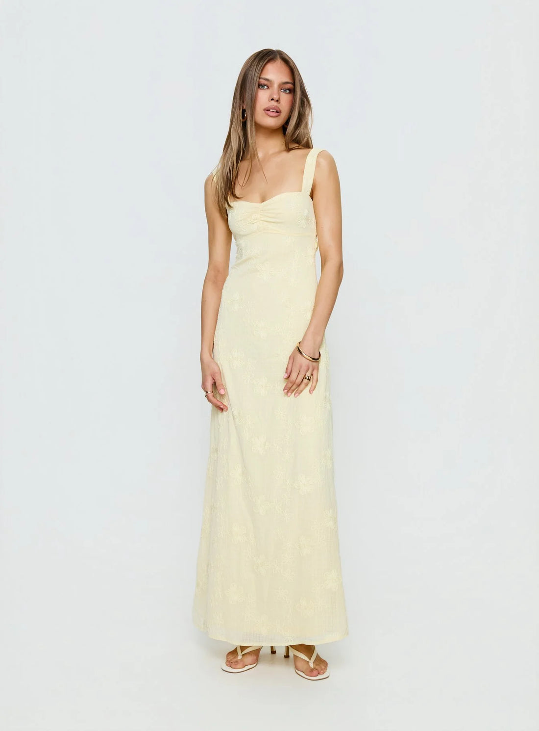 Maisone Broderie Maxi Dress Lemon
