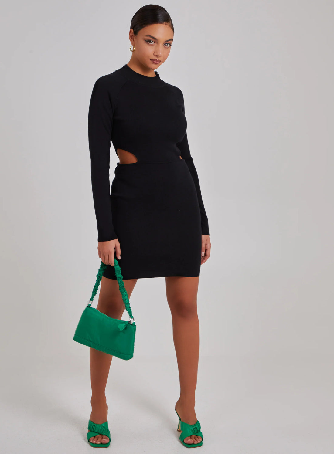 Side Cut Out High Neck Dress