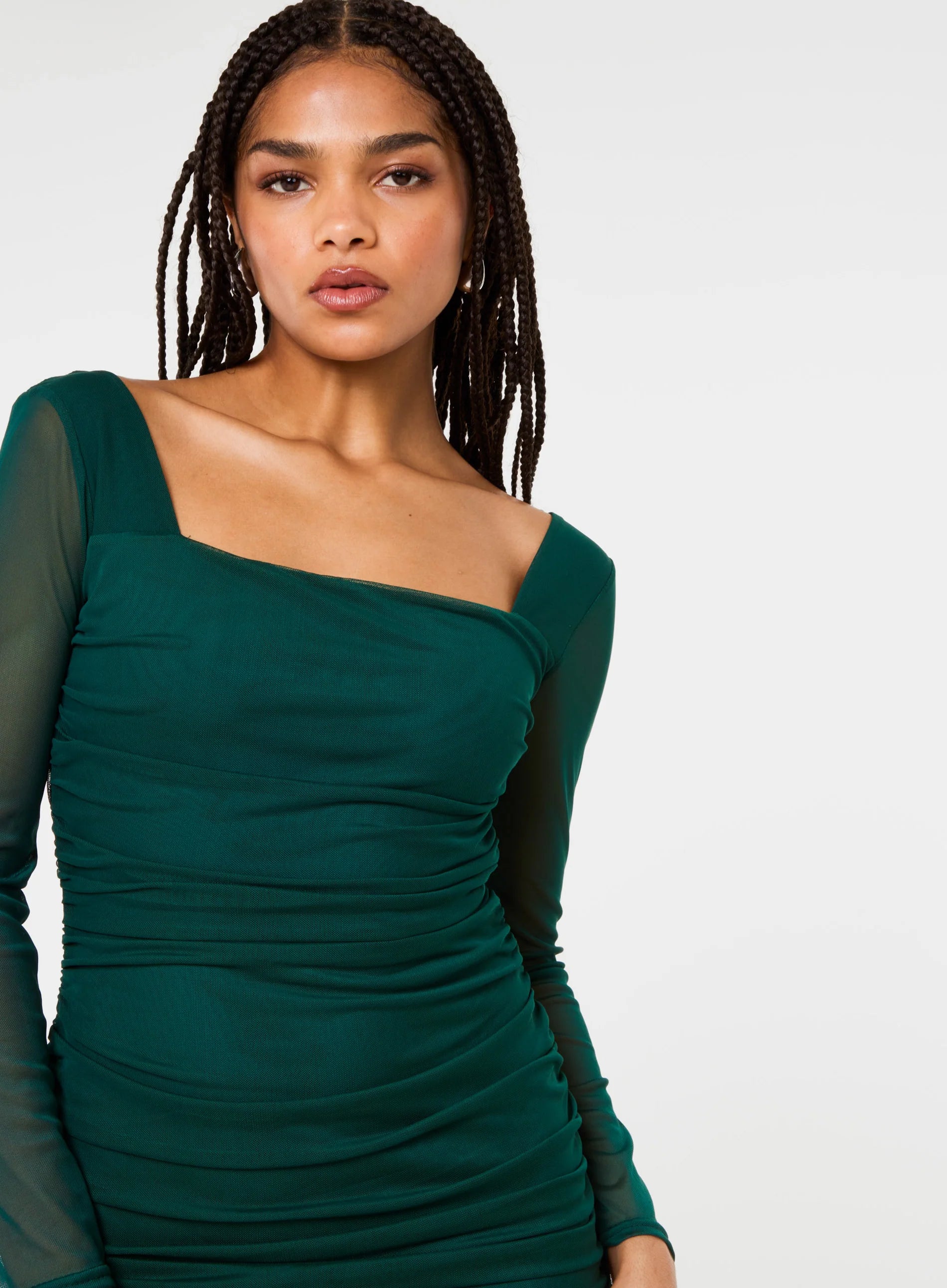 Long Sleeve Mesh Mini Dress