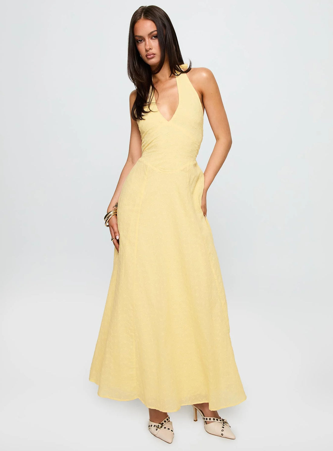 Summer State Halter Maxi Dress Yellow