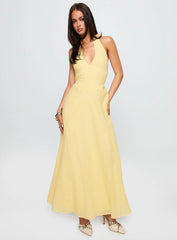 Summer State Halter Maxi Dress Yellow