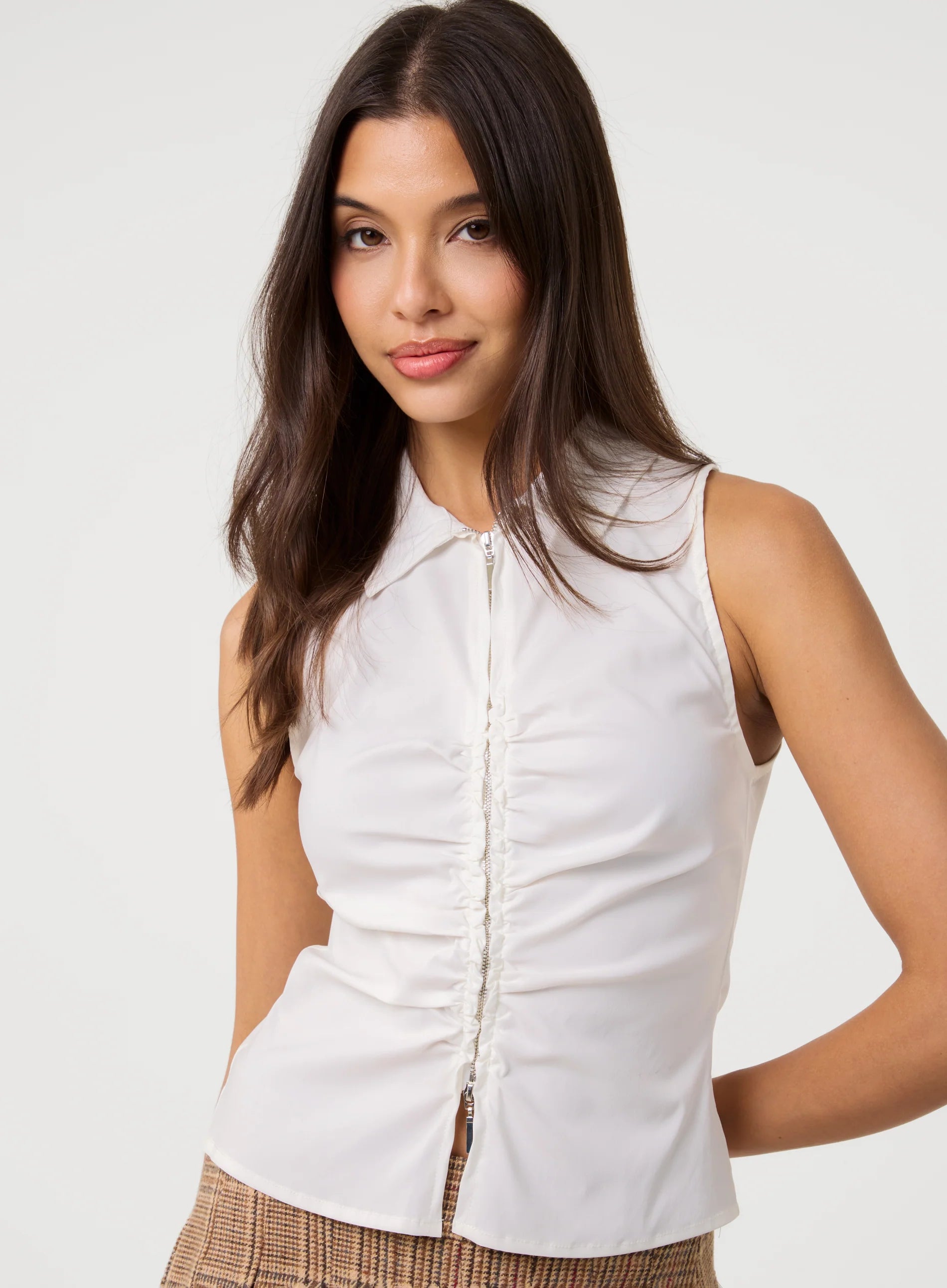 Double Zip Sleeveless Top