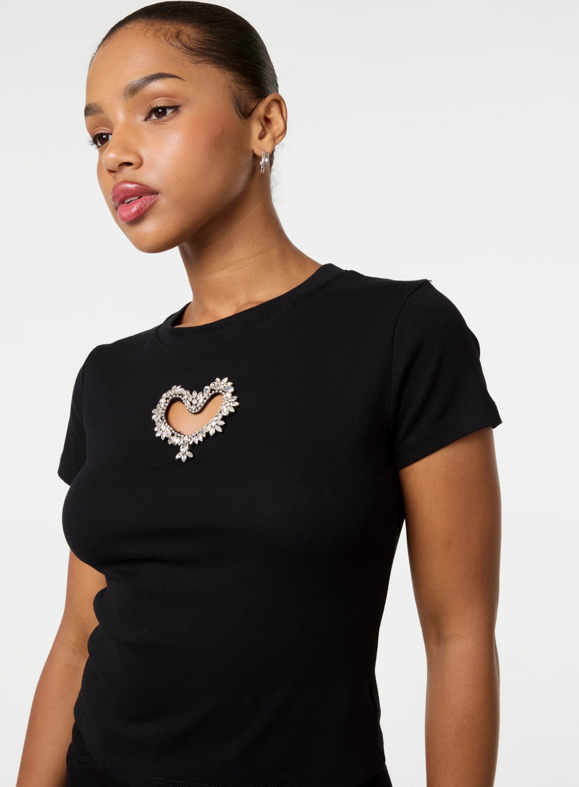 Embellished Cut Out Heart Top