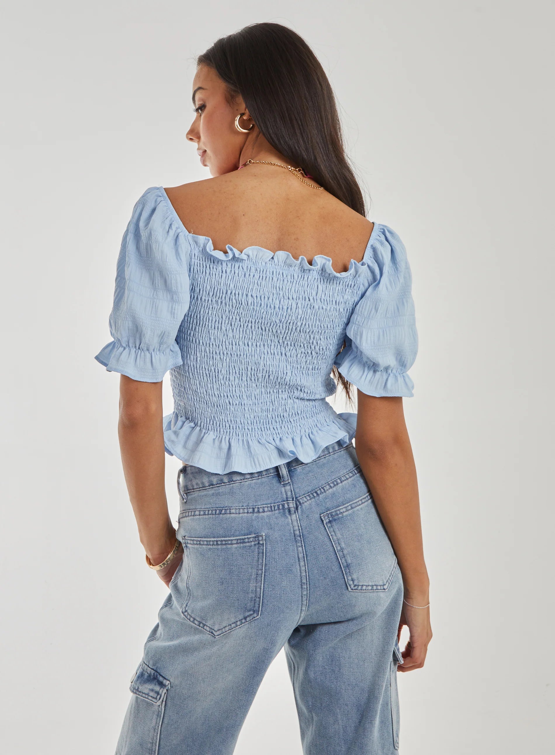 Puff Sleeve Tie Top