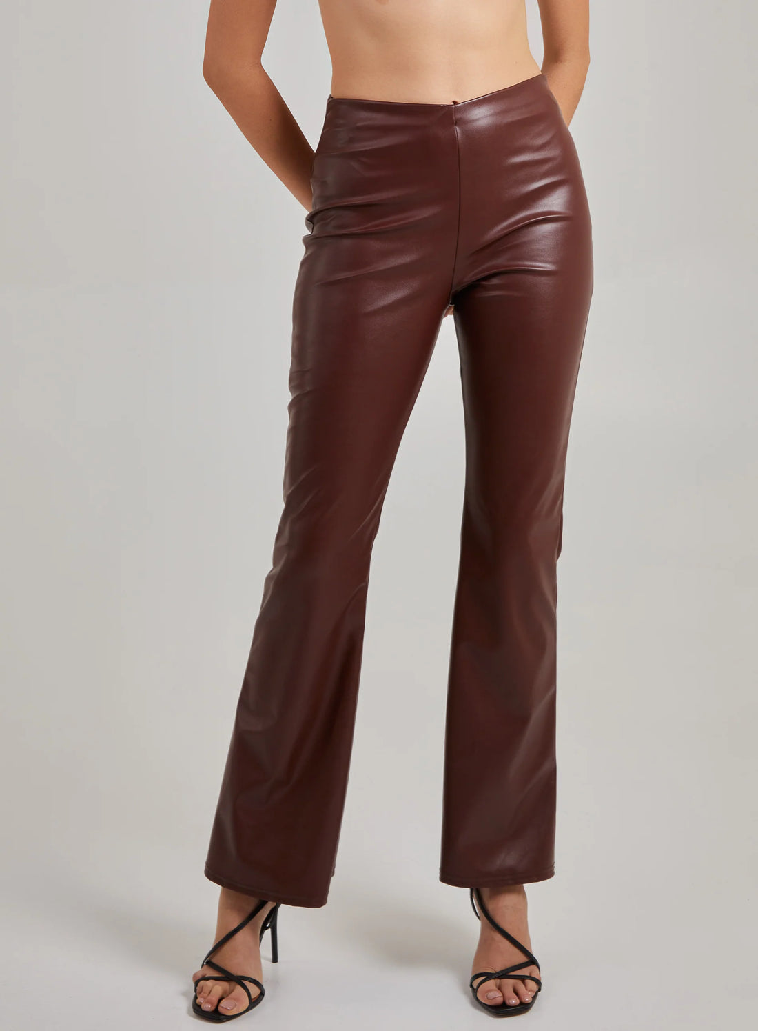 Flare Leather Look Trousers