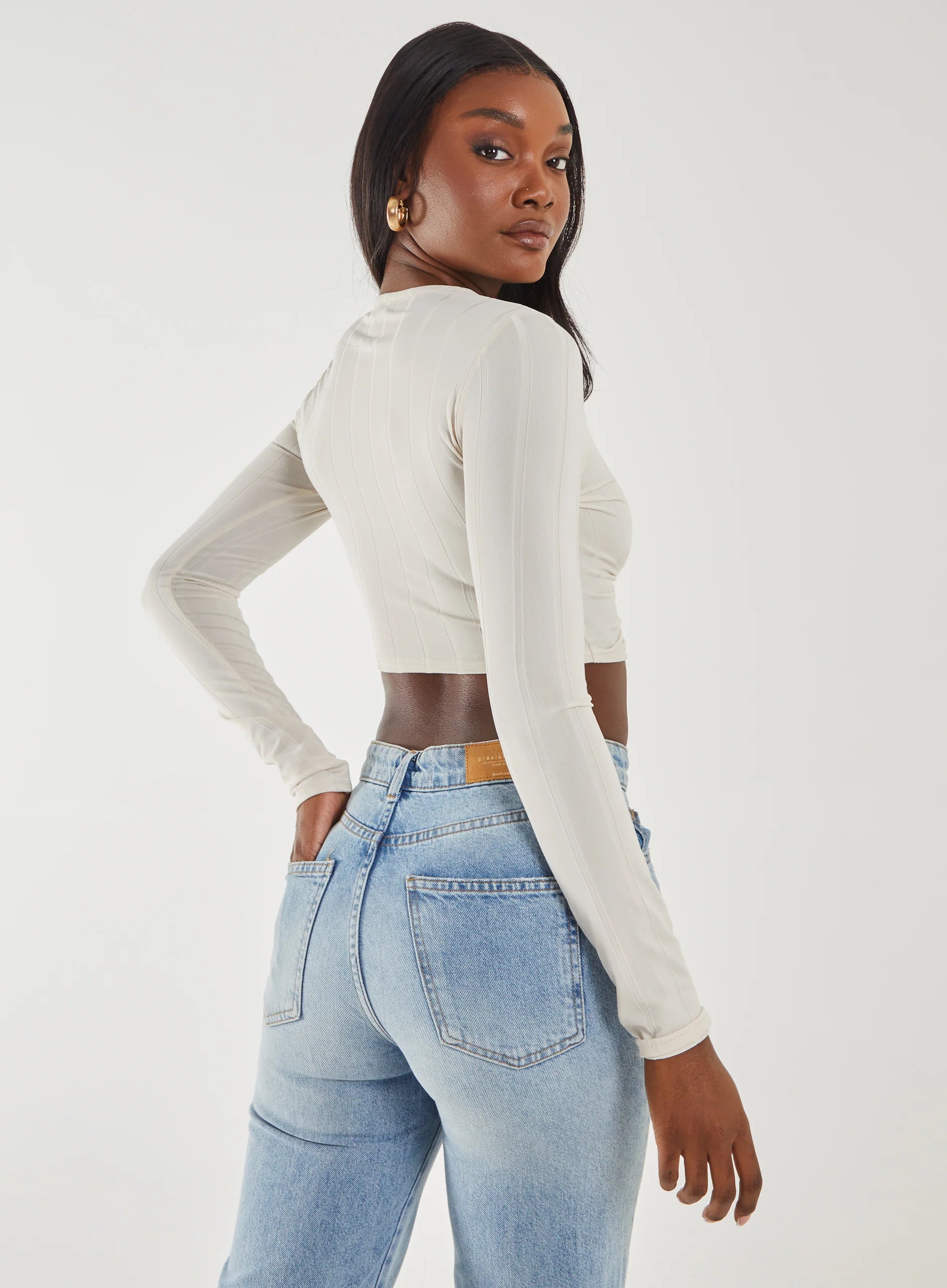 Long Sleeve Ruched Asymmetric Top