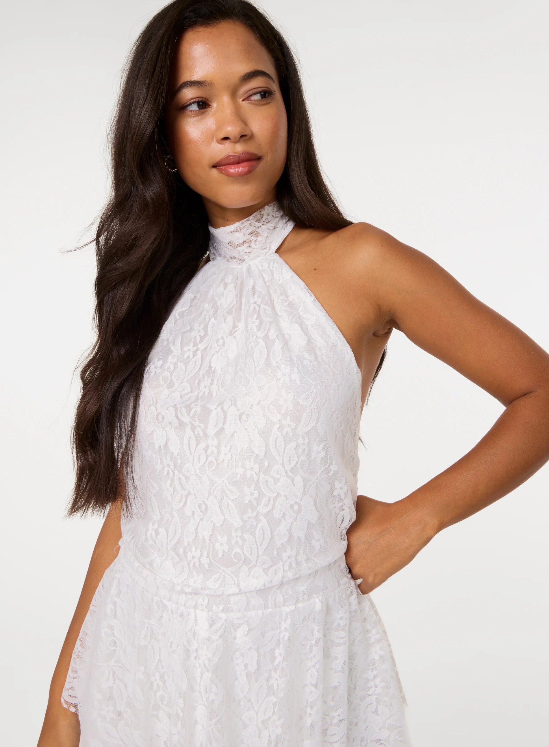 Halter Lace Peplum Playsuit