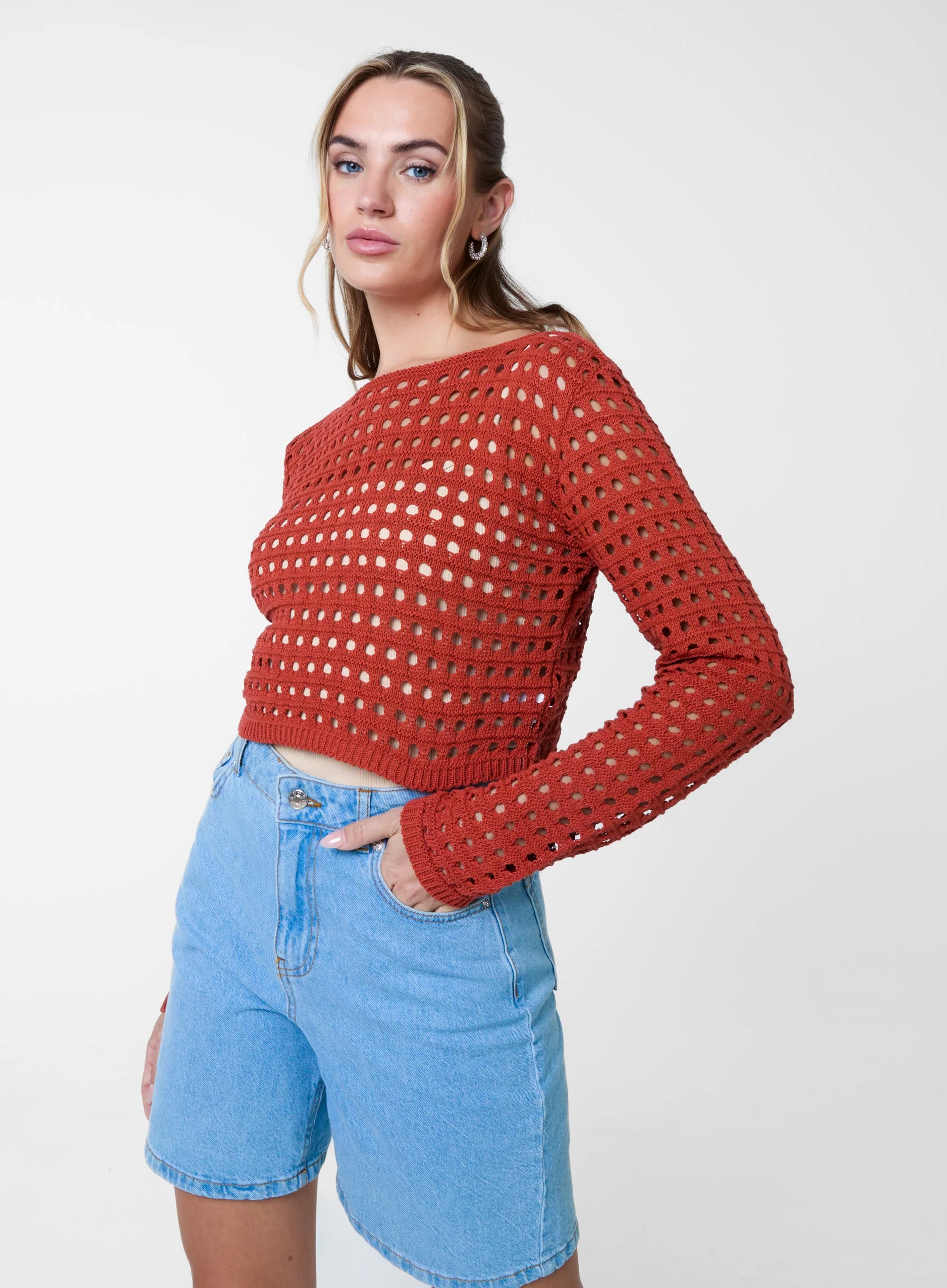 Long Sleeve Crochet Top