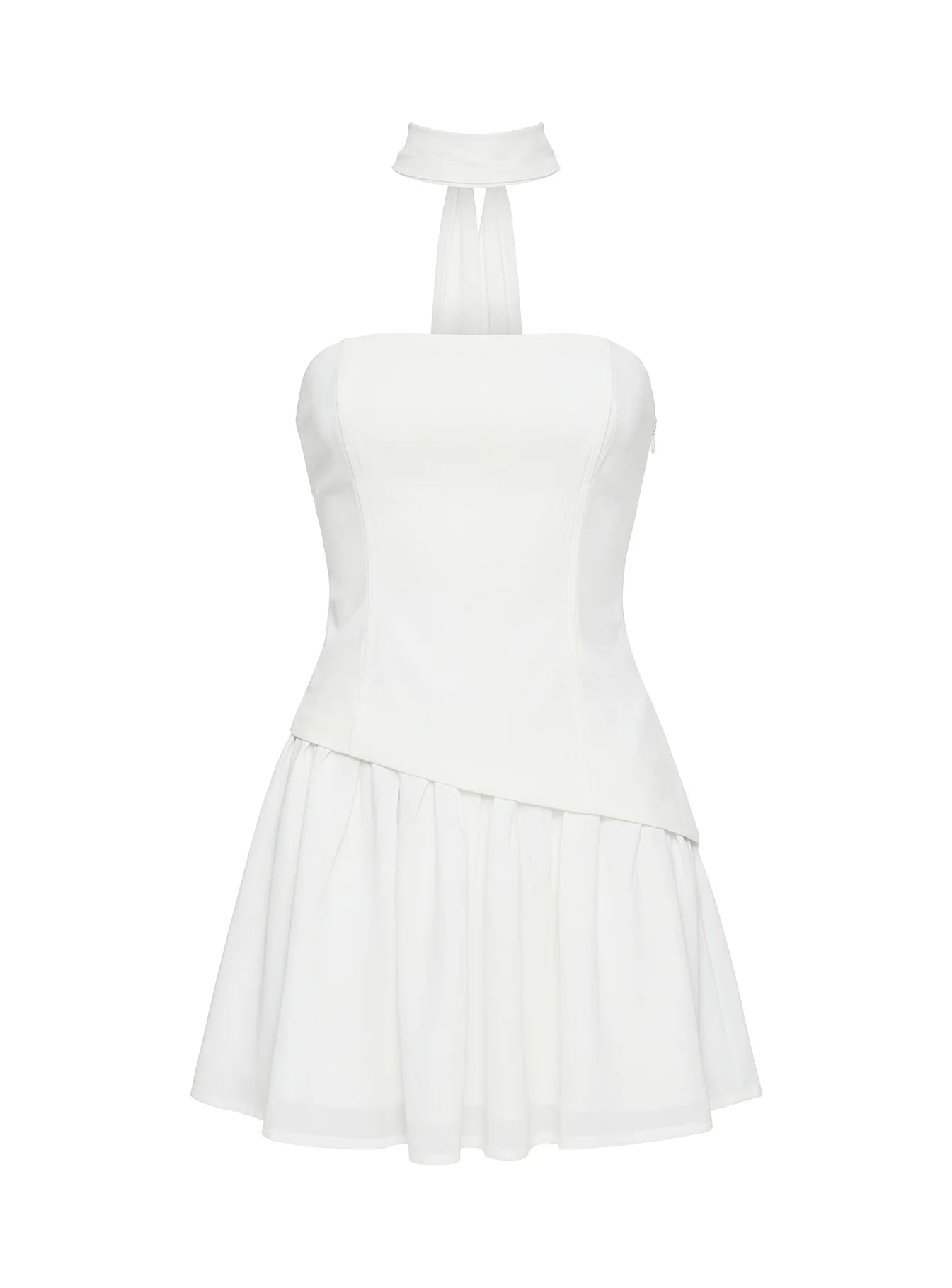 Odela Strapless Drop Waist Mini Dress White