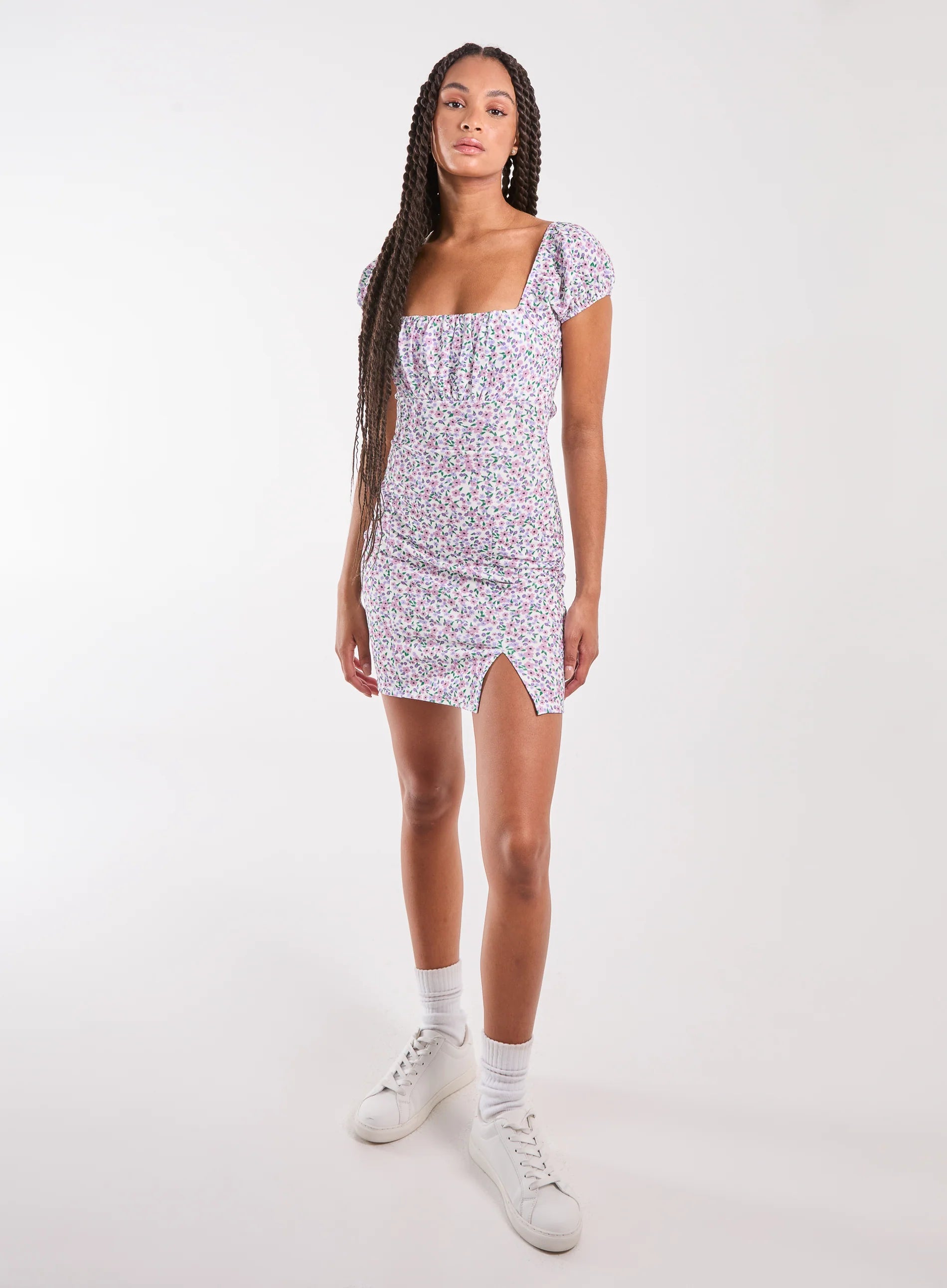 Ditsy Puff Sleeve Mini Dress