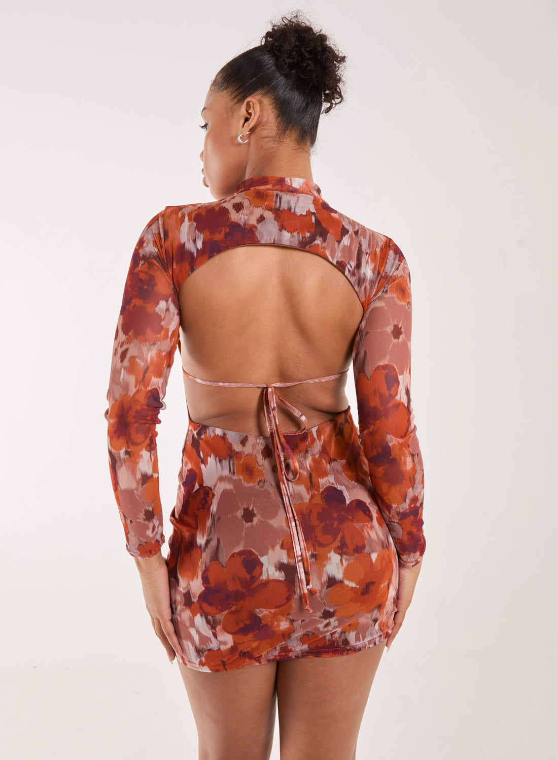 Graphic Floral High Neck Dress