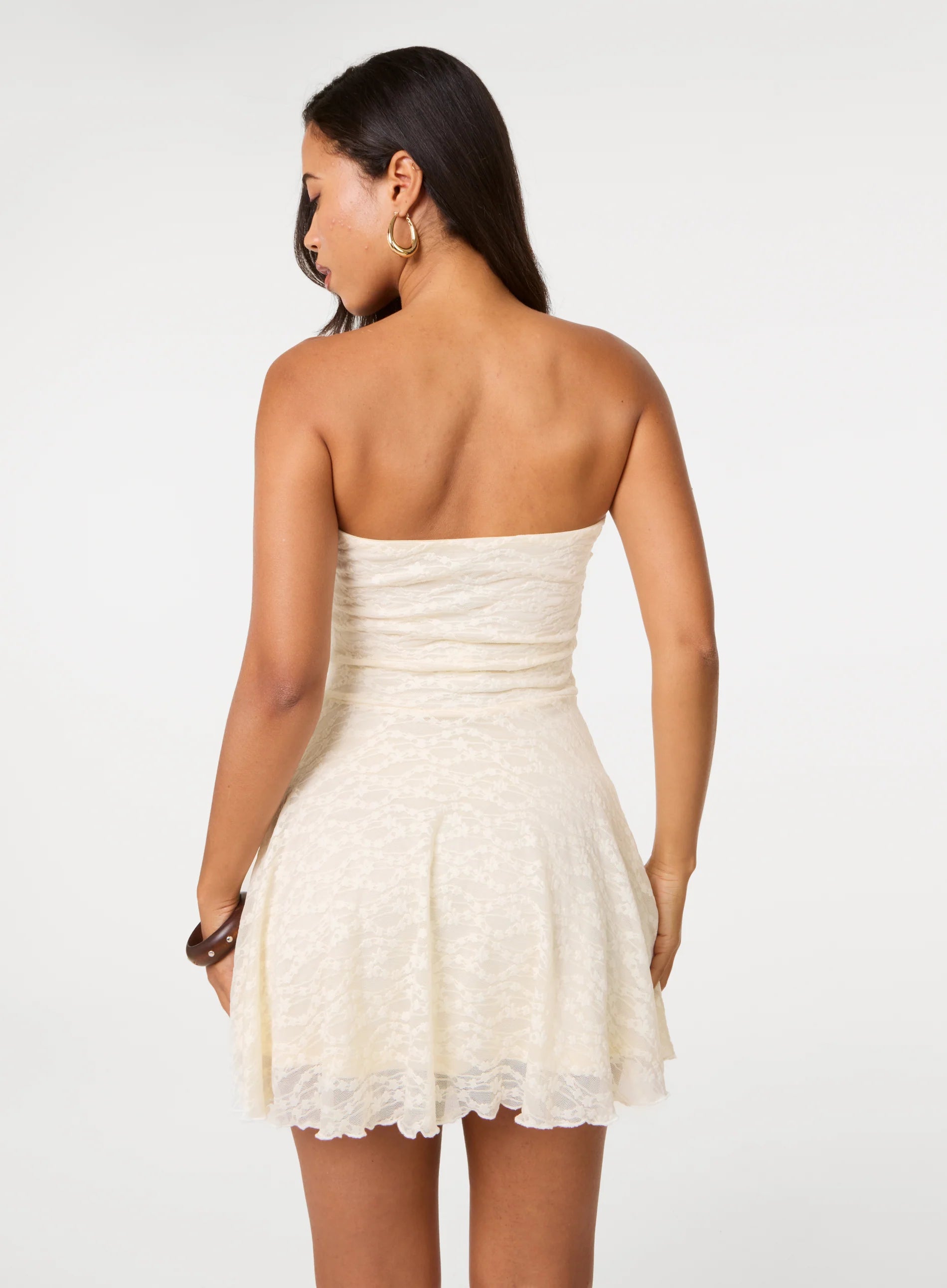 Lace Asymmetric Mini Dress