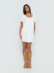 Trinka Frill Collared Mini Dress White