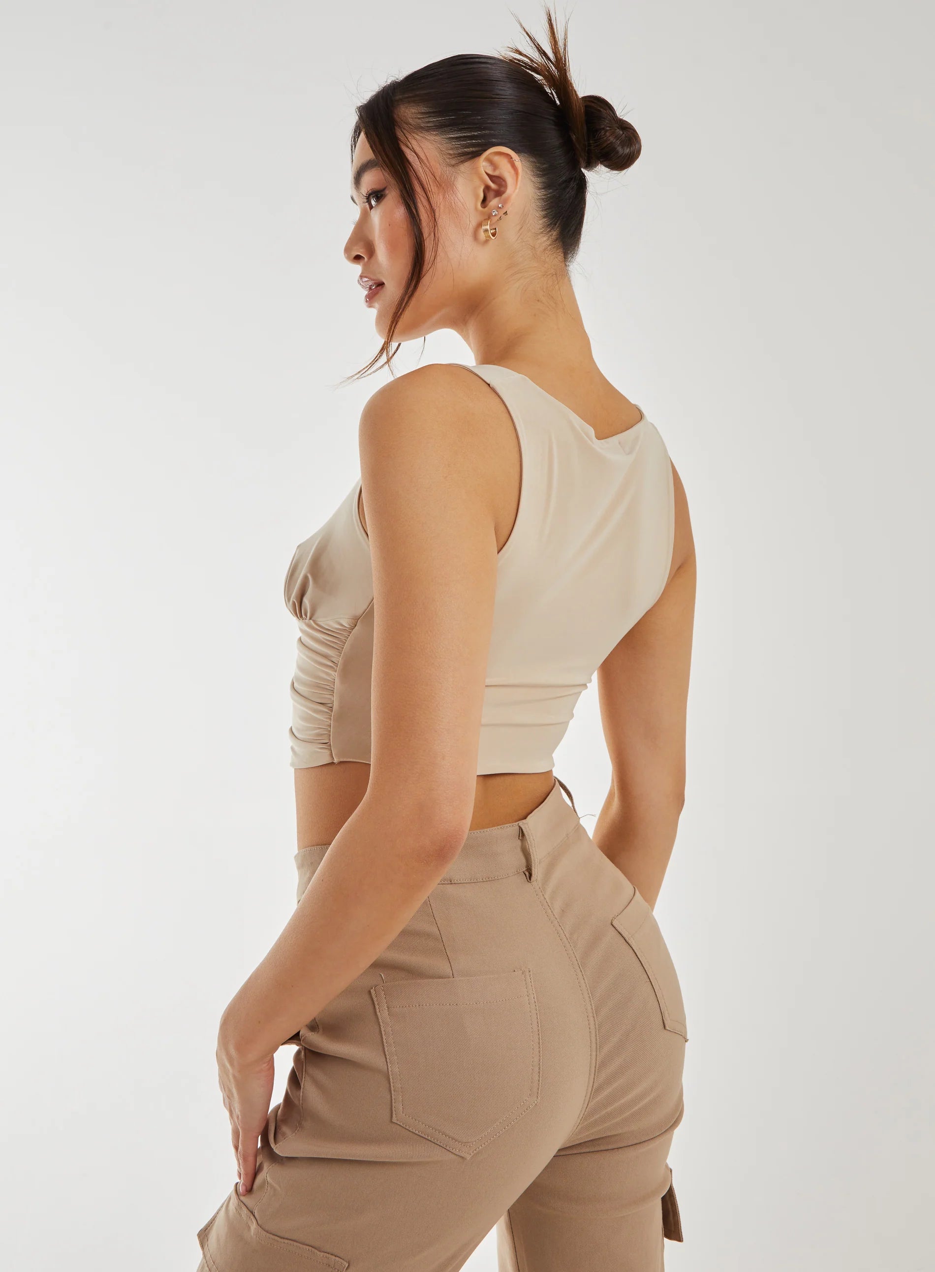Eyelet Detail Corset Crop Top