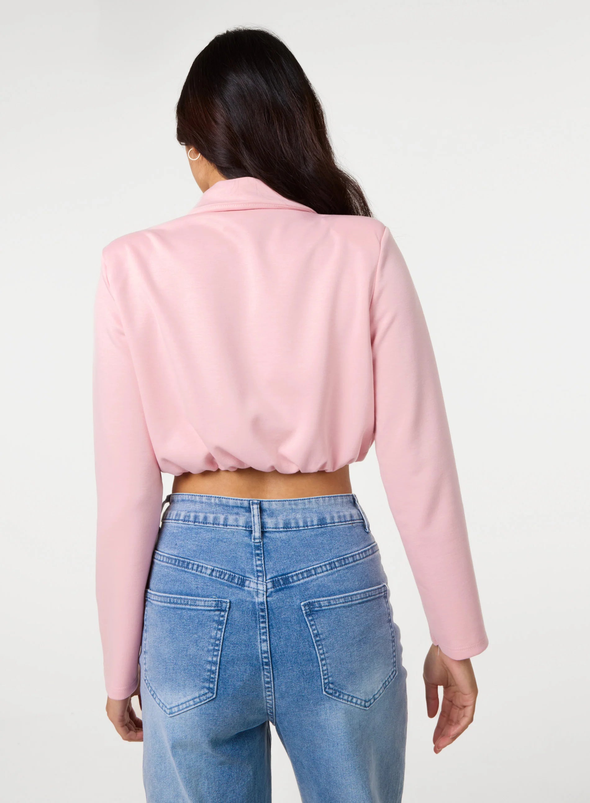 Crop One Button Puffball Blazer Jacket