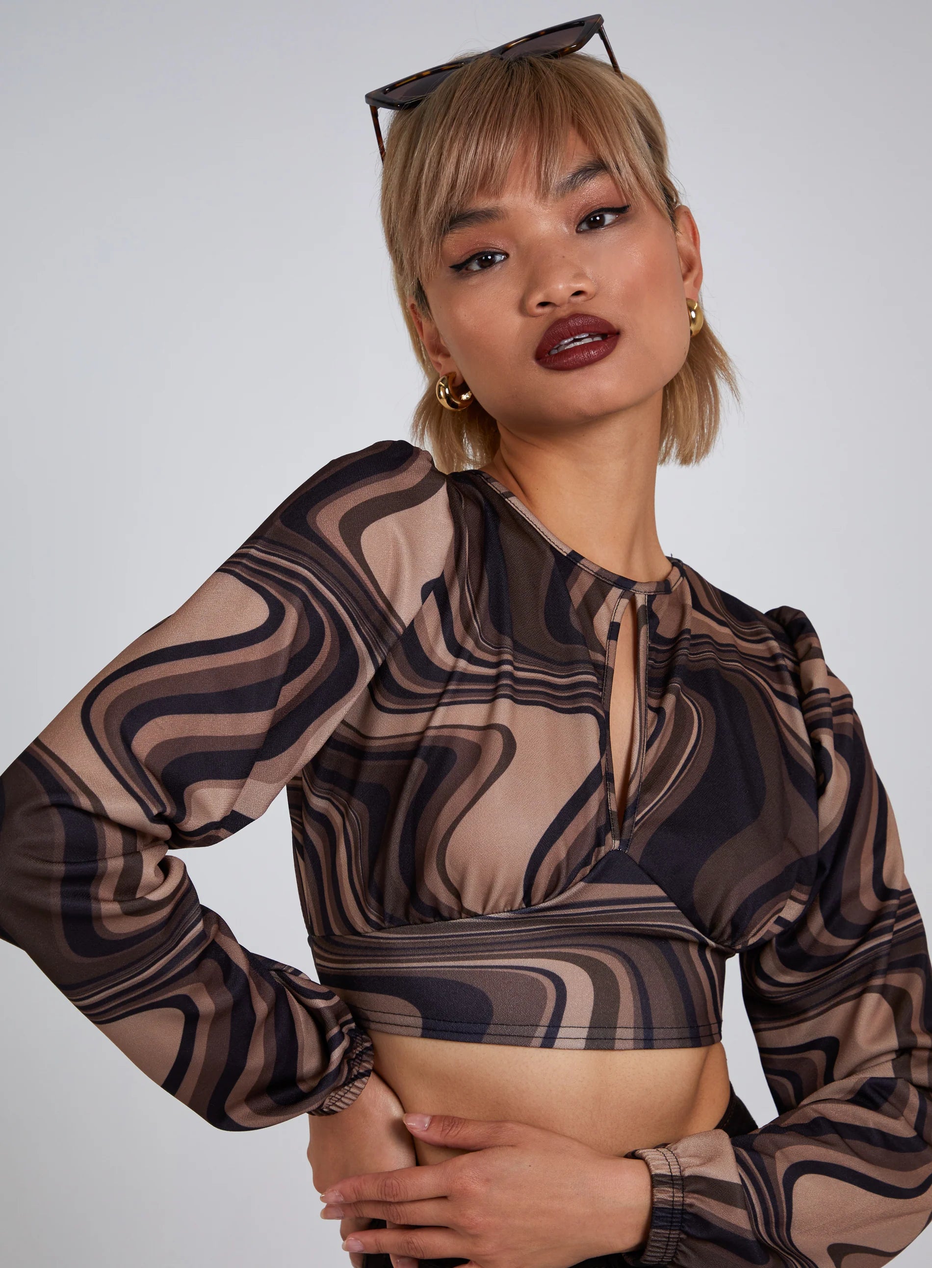 Open Back Marble Print Top