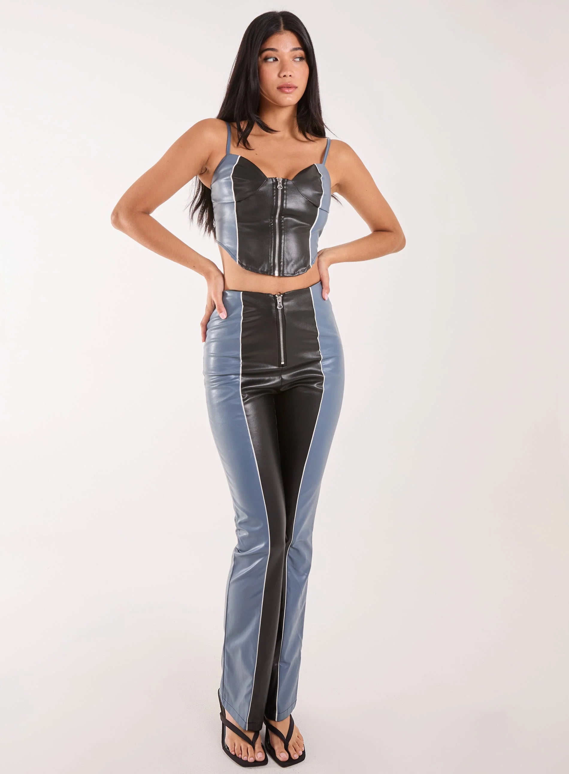 PU Zip Up Corset