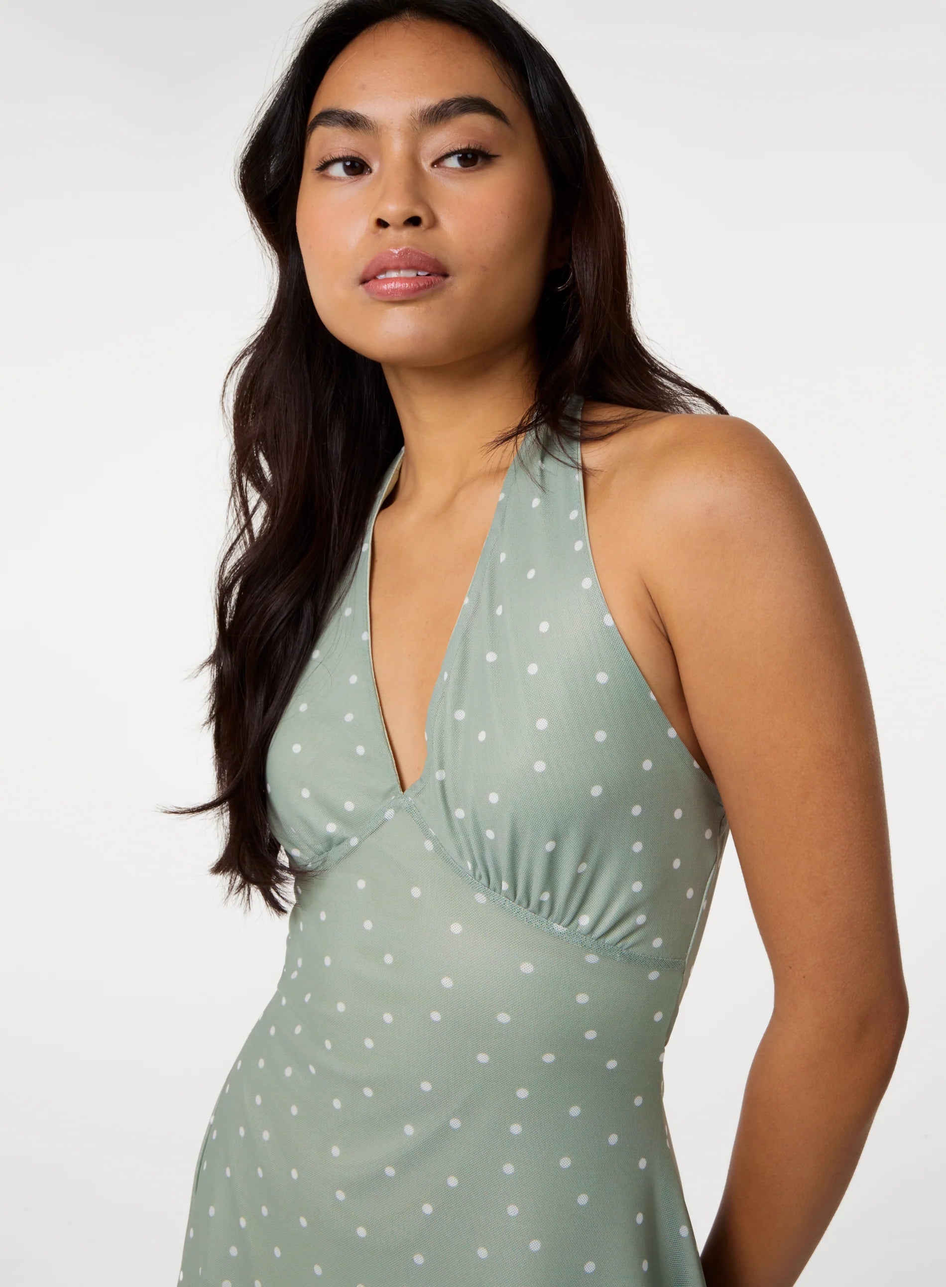 Halter Mini Dress In Polka Dot