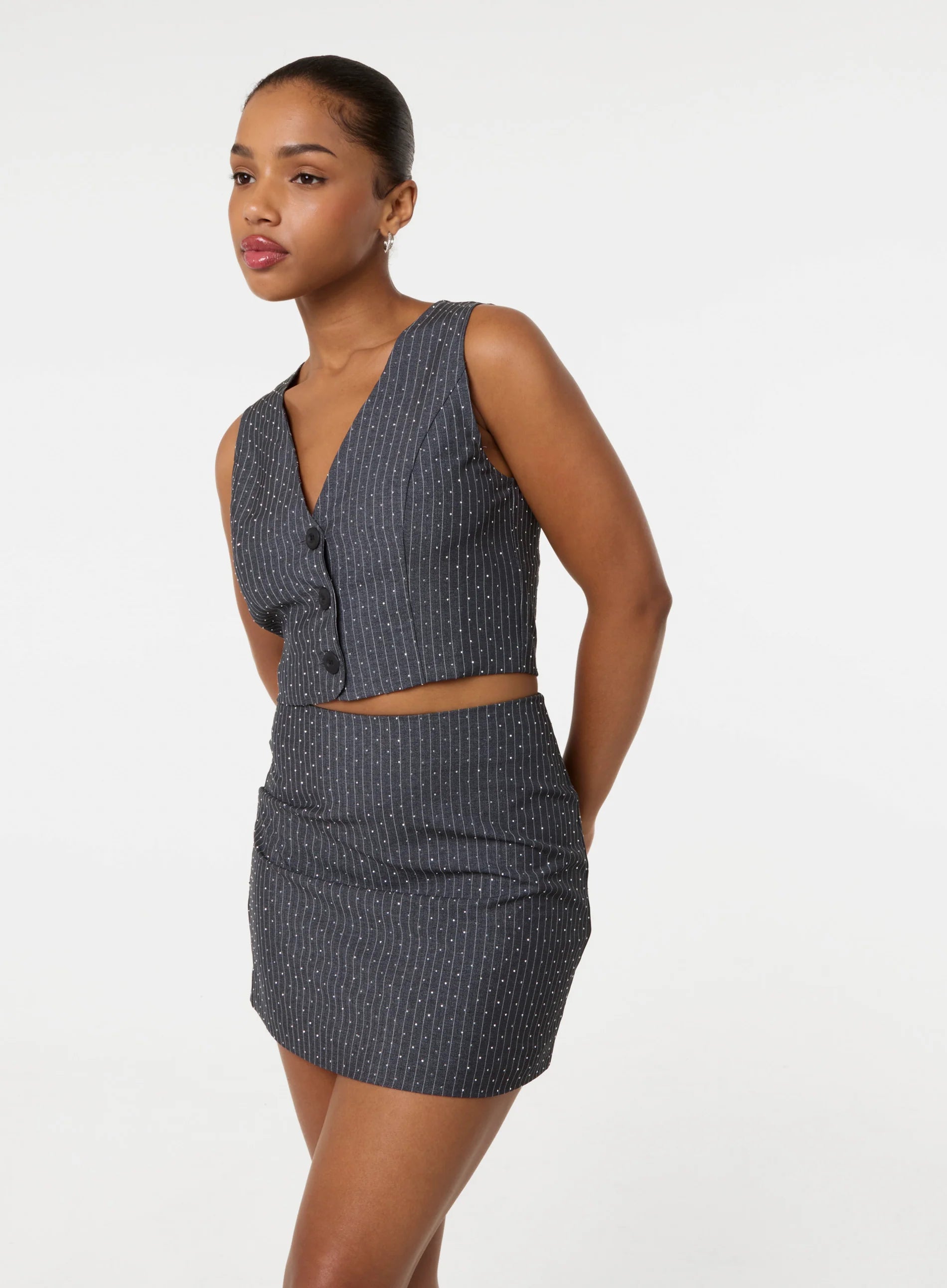 Diamante Pinstripe Waistcoat