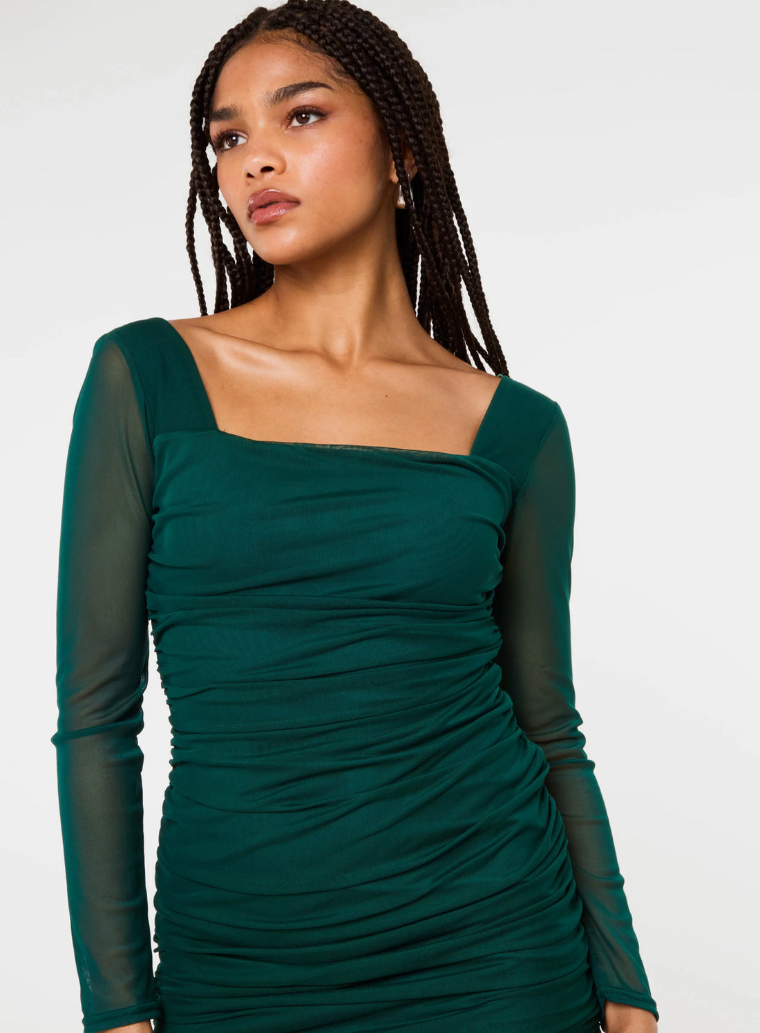 Long Sleeve Mesh Mini Dress