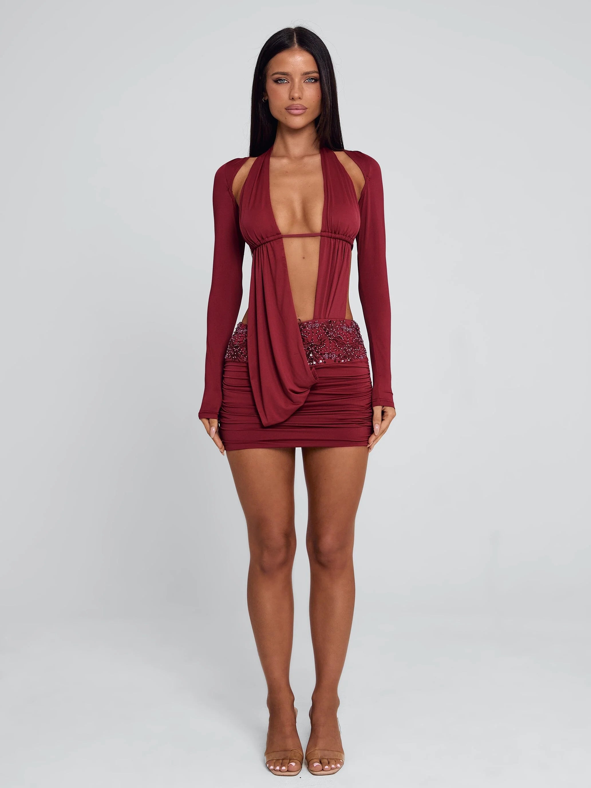 VENARI MINI DRESS BURGUNDY