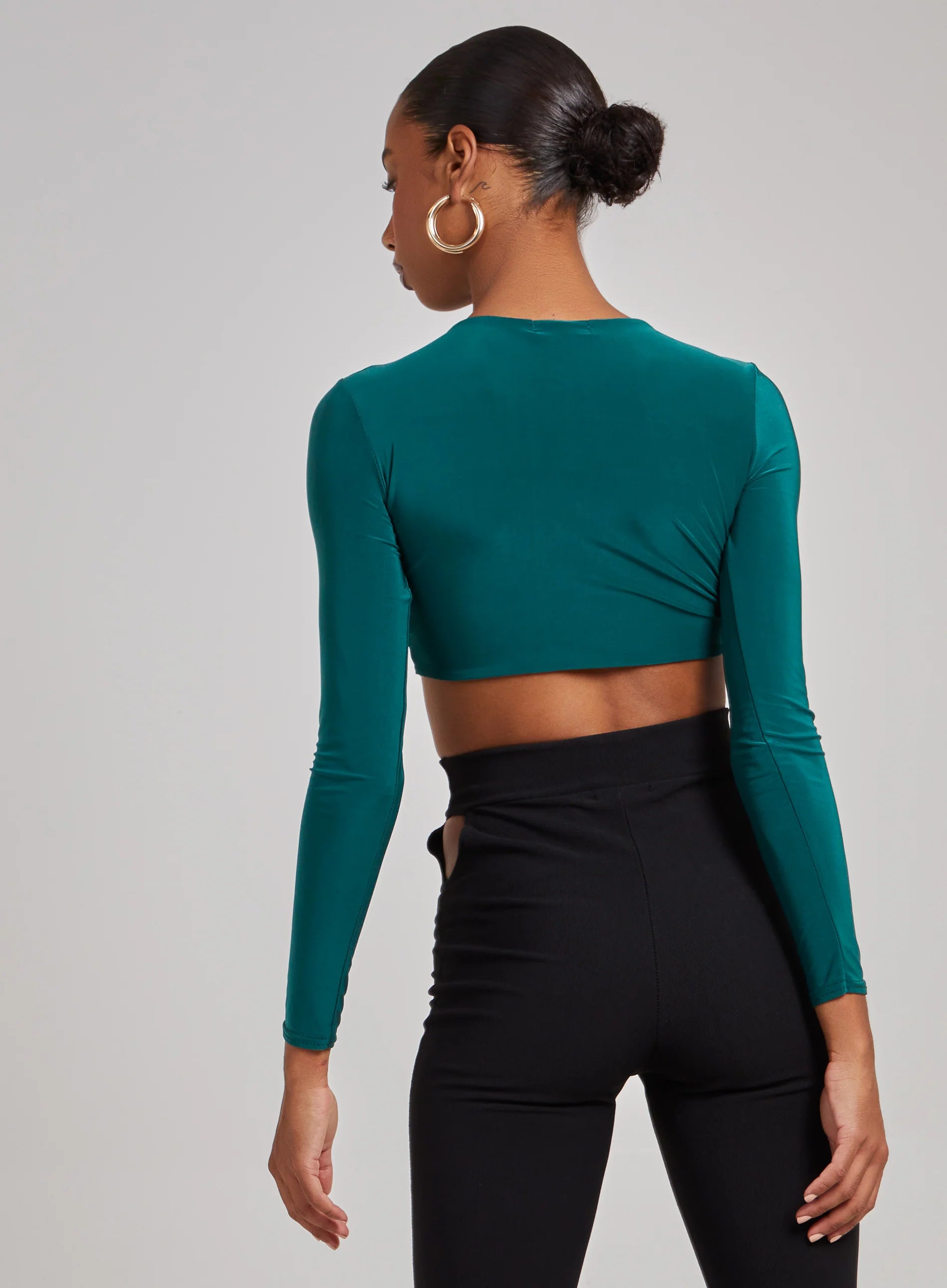 Gold Trim Slinky Long Sleeve Top