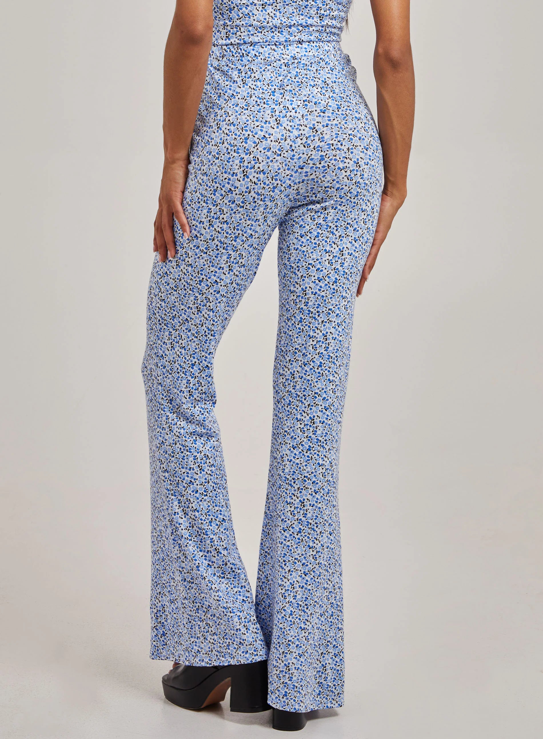 Ditsy Print Flare Trousers