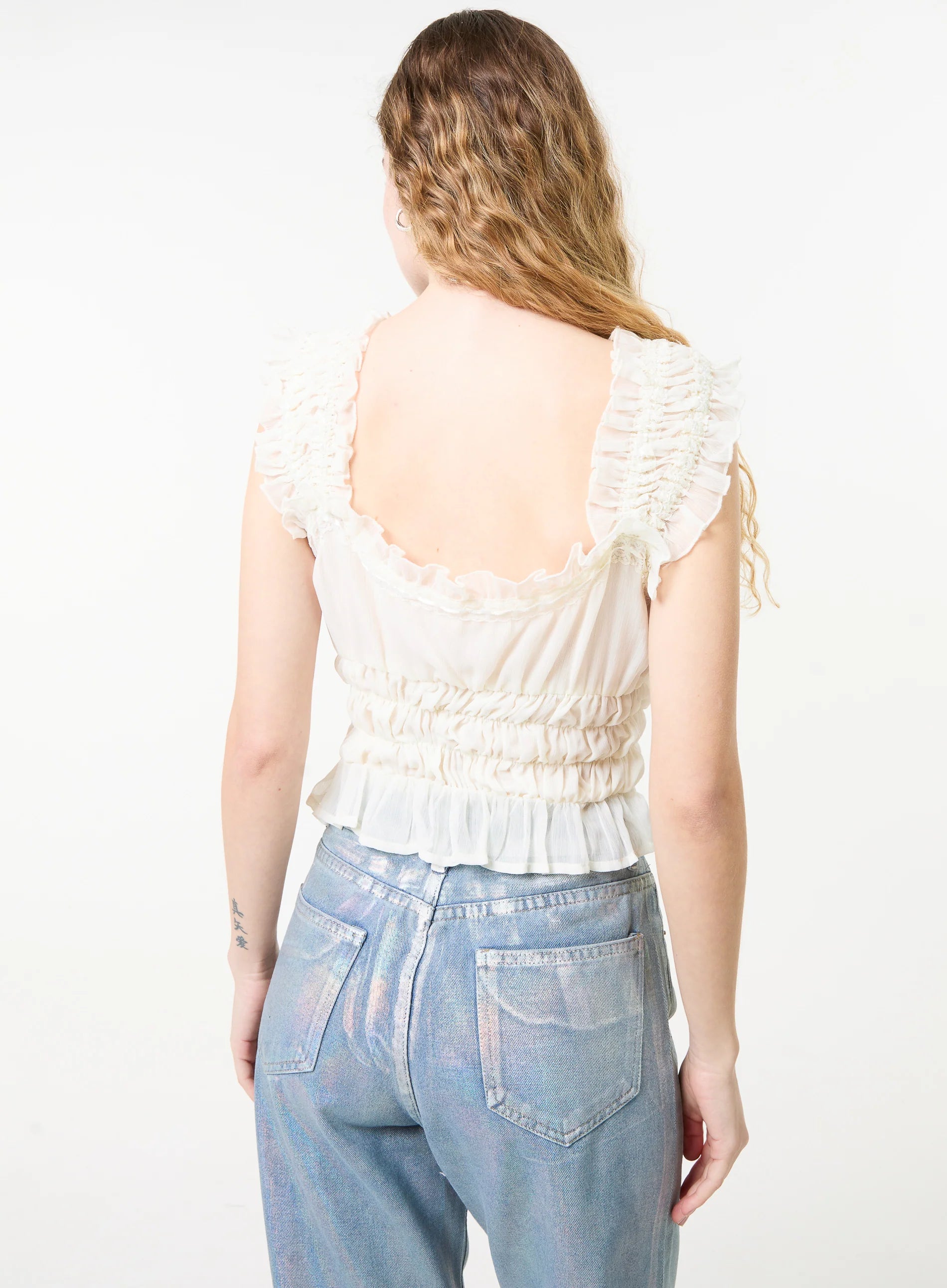 Ribbon Trim Milkmaid Top
