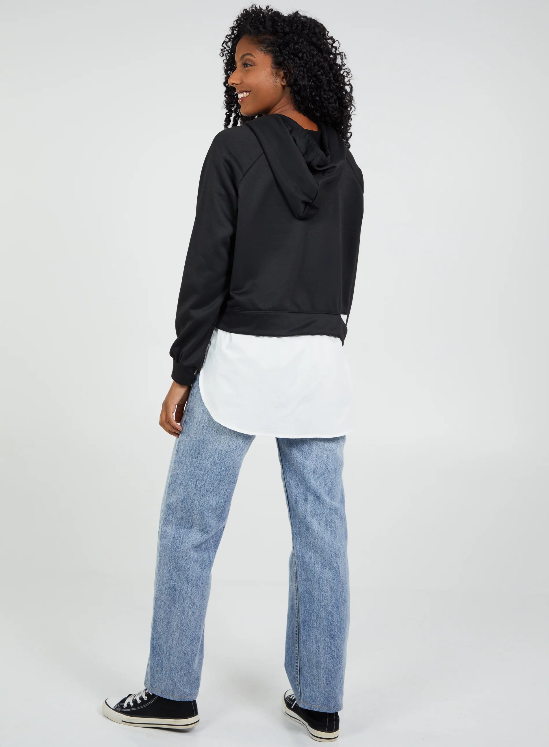 Shirt Hem Crop Hoodie
