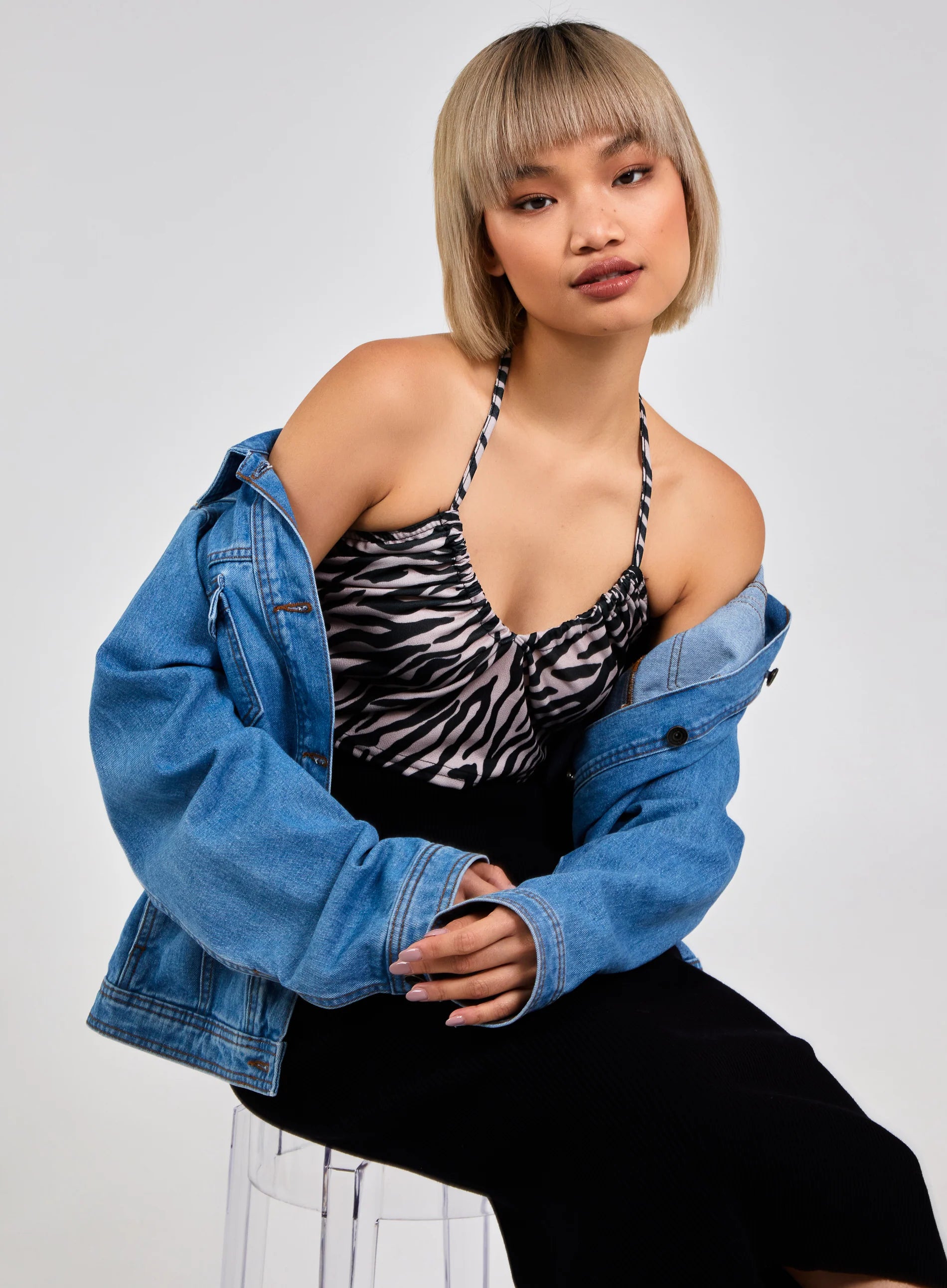 Zebra Print Halter Neck Top