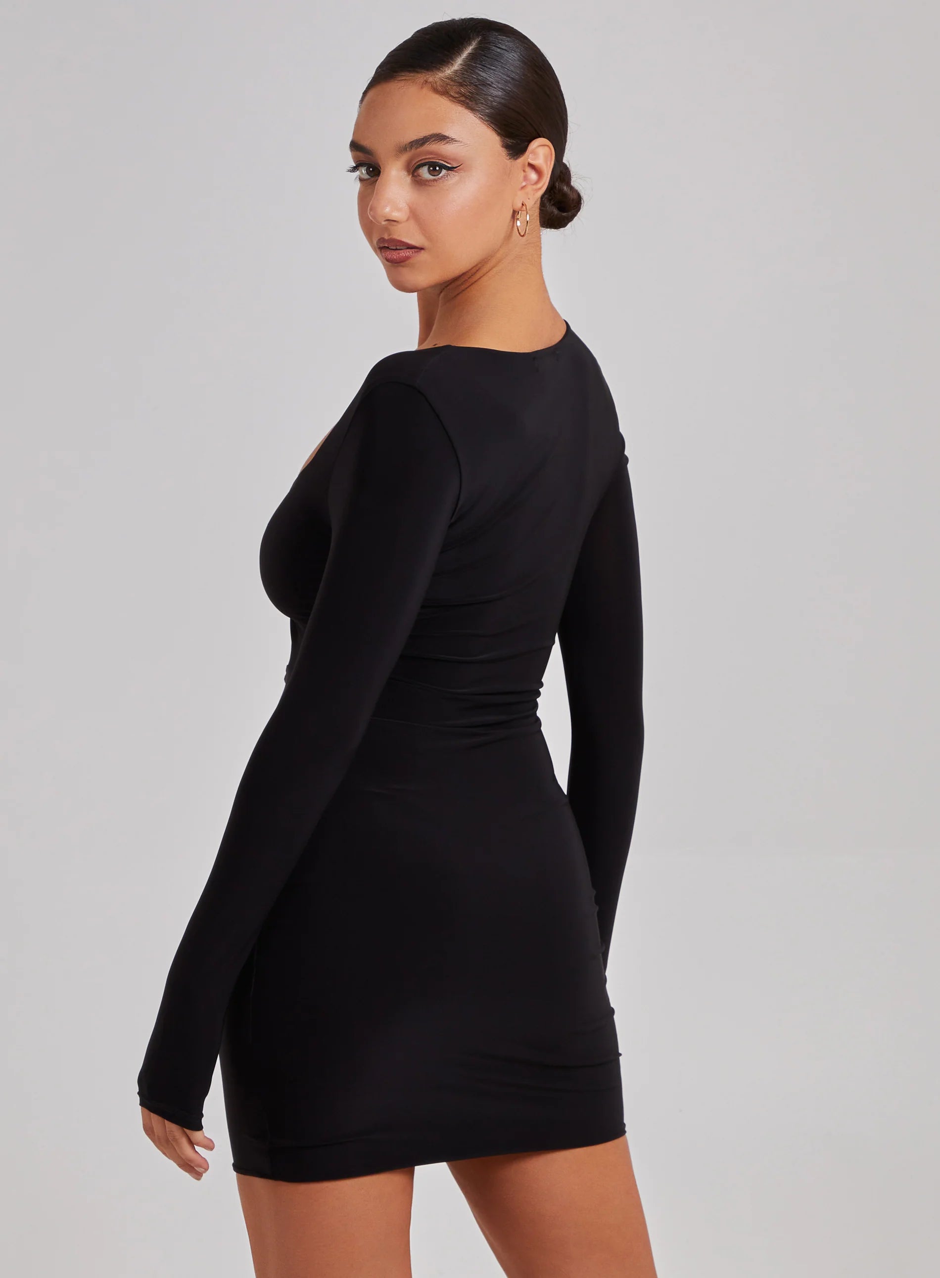 Gold Trim Slinky Cut Out Dress