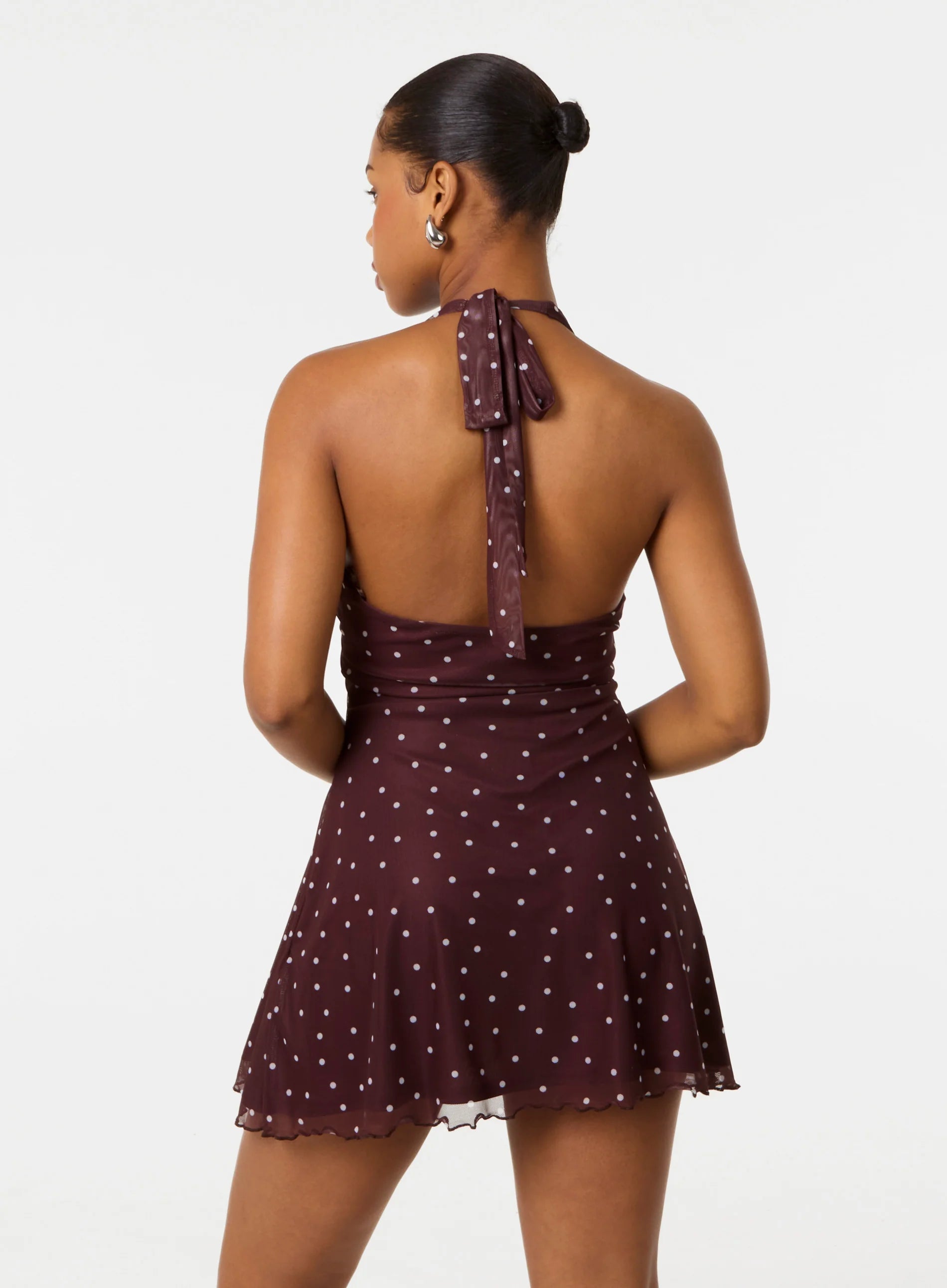 Polka Dot Halter Mini Dress