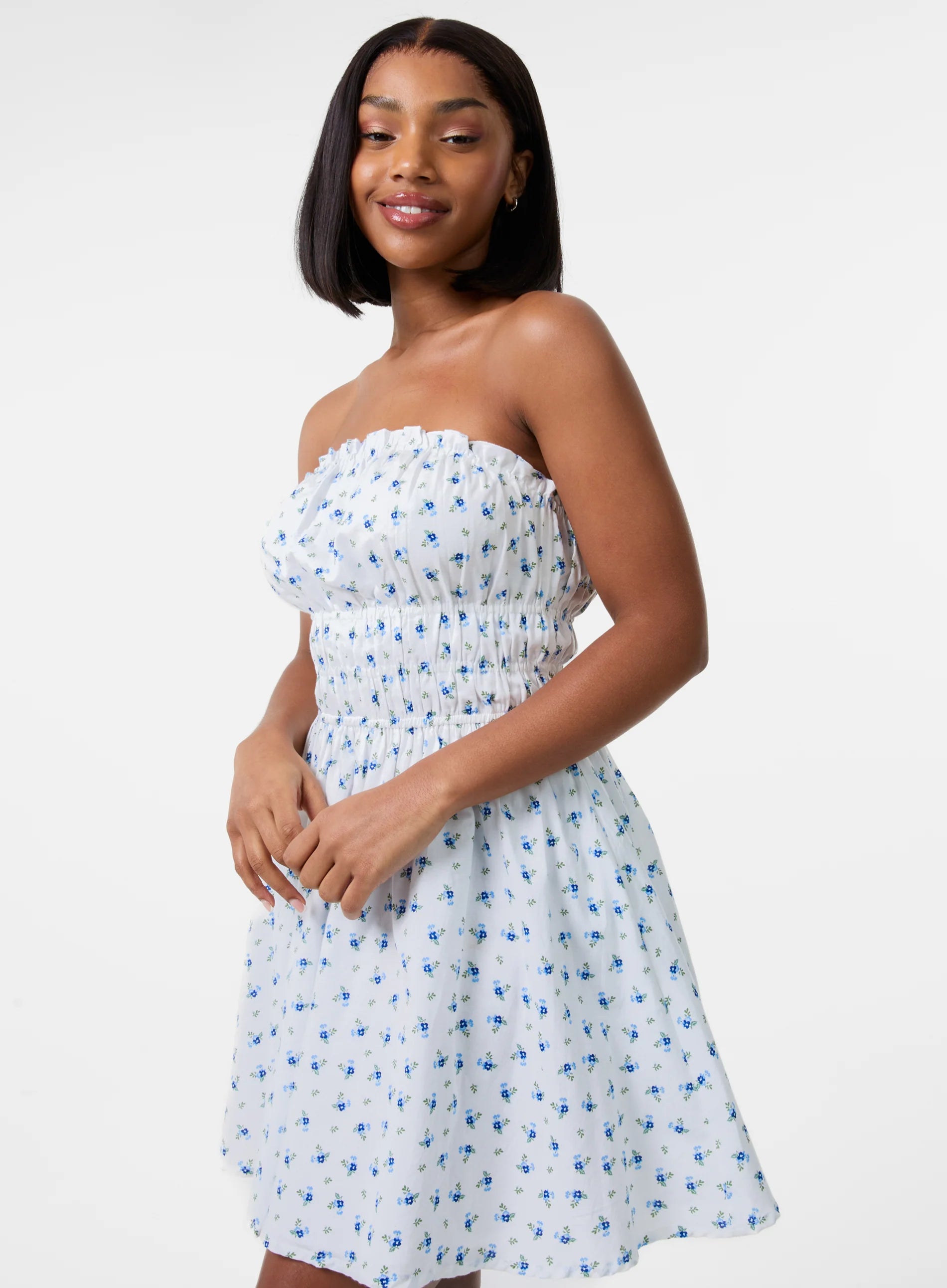 Ditsy Bandeau Mini Dress